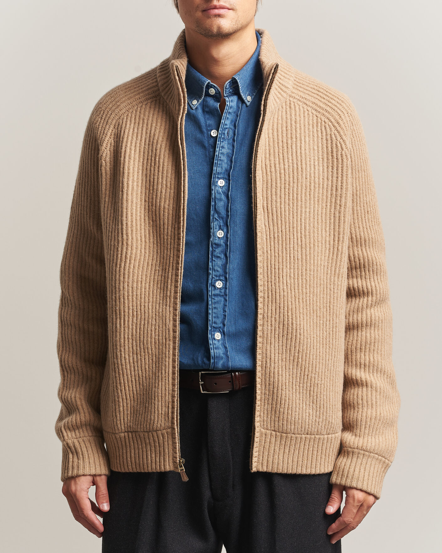 Herre | Trøjer | Polo Ralph Lauren | Wool/Cashmere Full-Zip Camel Melange