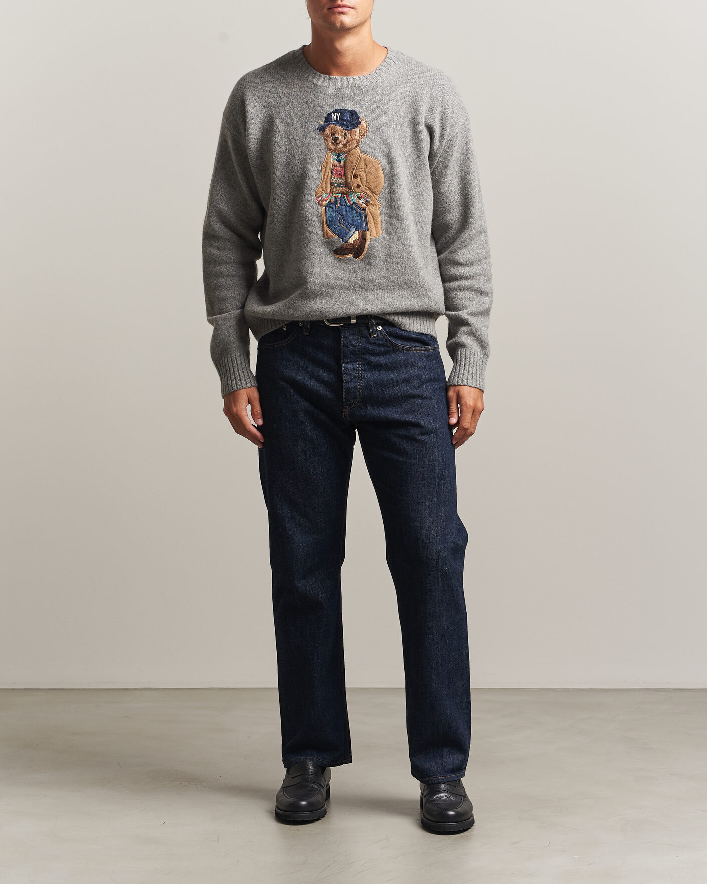 Herre | Trøjer | Polo Ralph Lauren | Wool Blend Bear Sweater Grey Combo