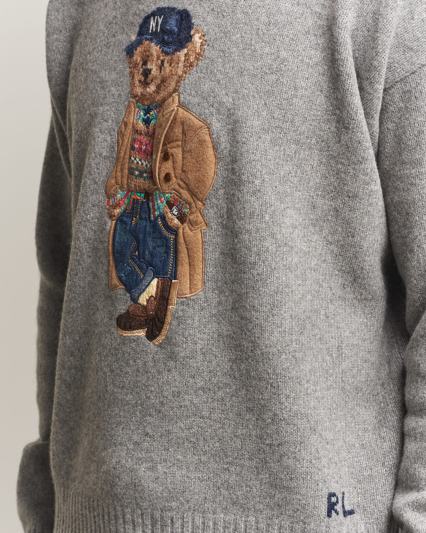 Herre | Trøjer | Polo Ralph Lauren | Wool Blend Bear Sweater Grey Combo