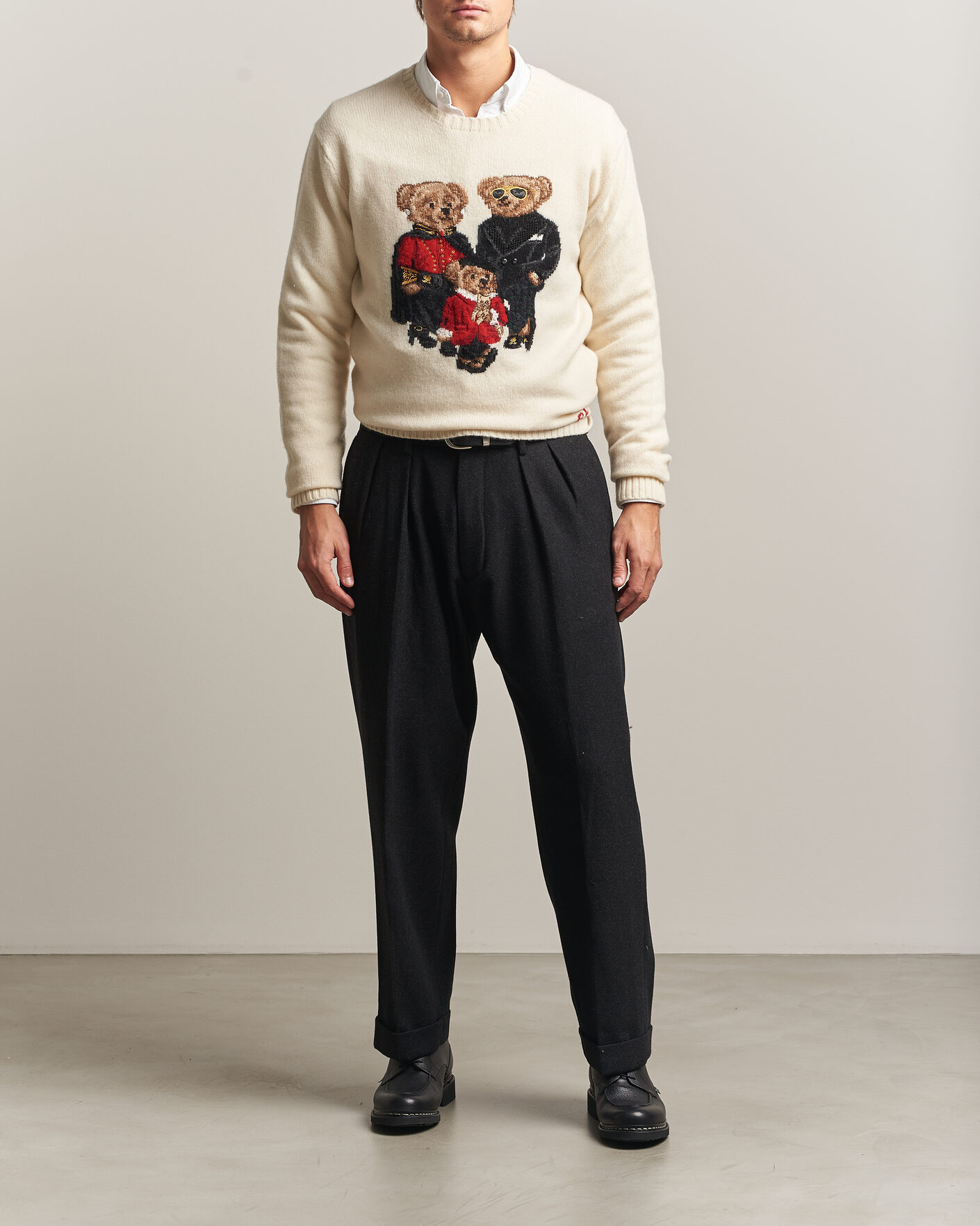 Herre | Trøjer | Polo Ralph Lauren | Wool Blend Bear Sweater Authentic Cream