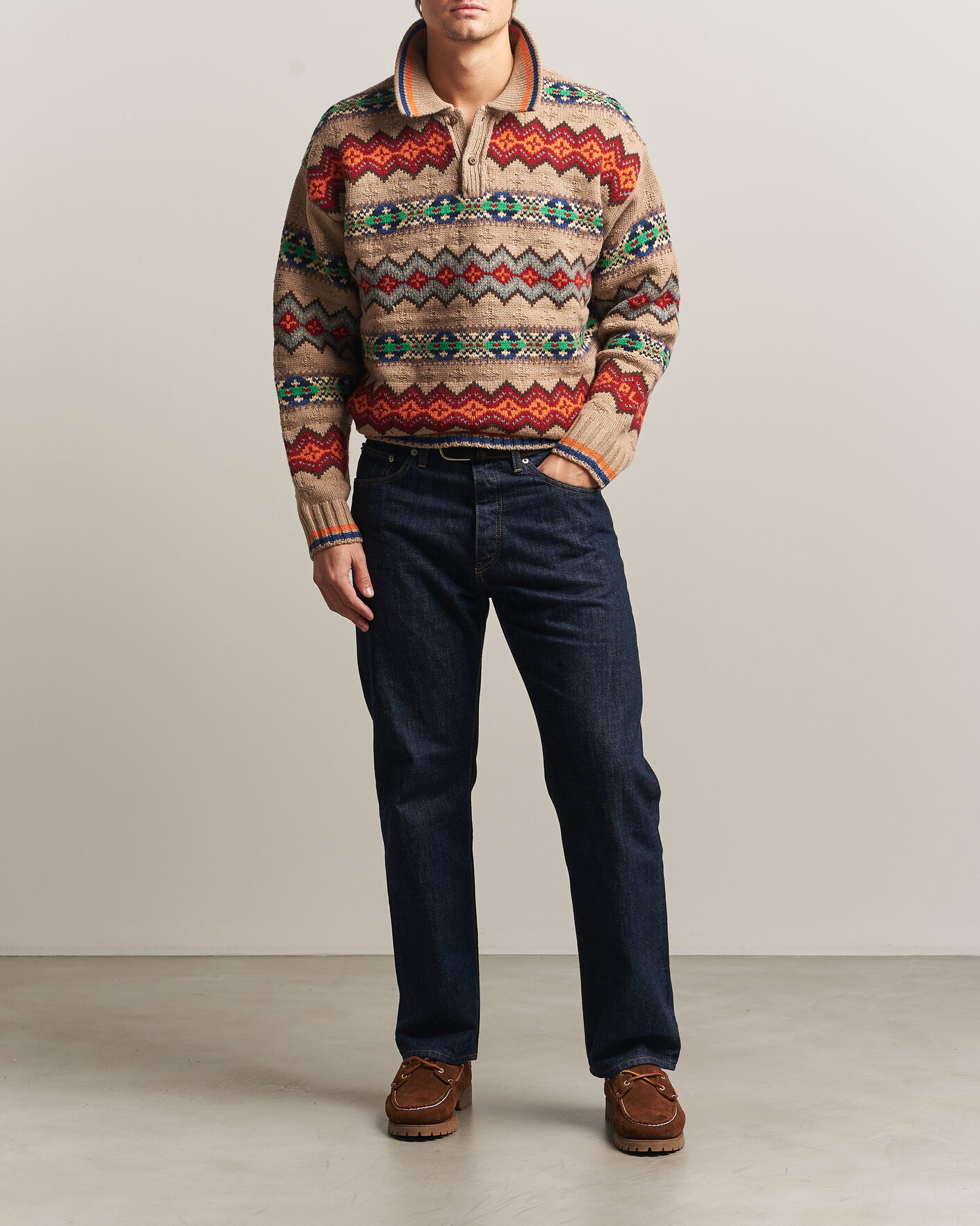 Herre | Trøjer | Polo Ralph Lauren | Litchfield Wool Blend Sweater Tan Multi