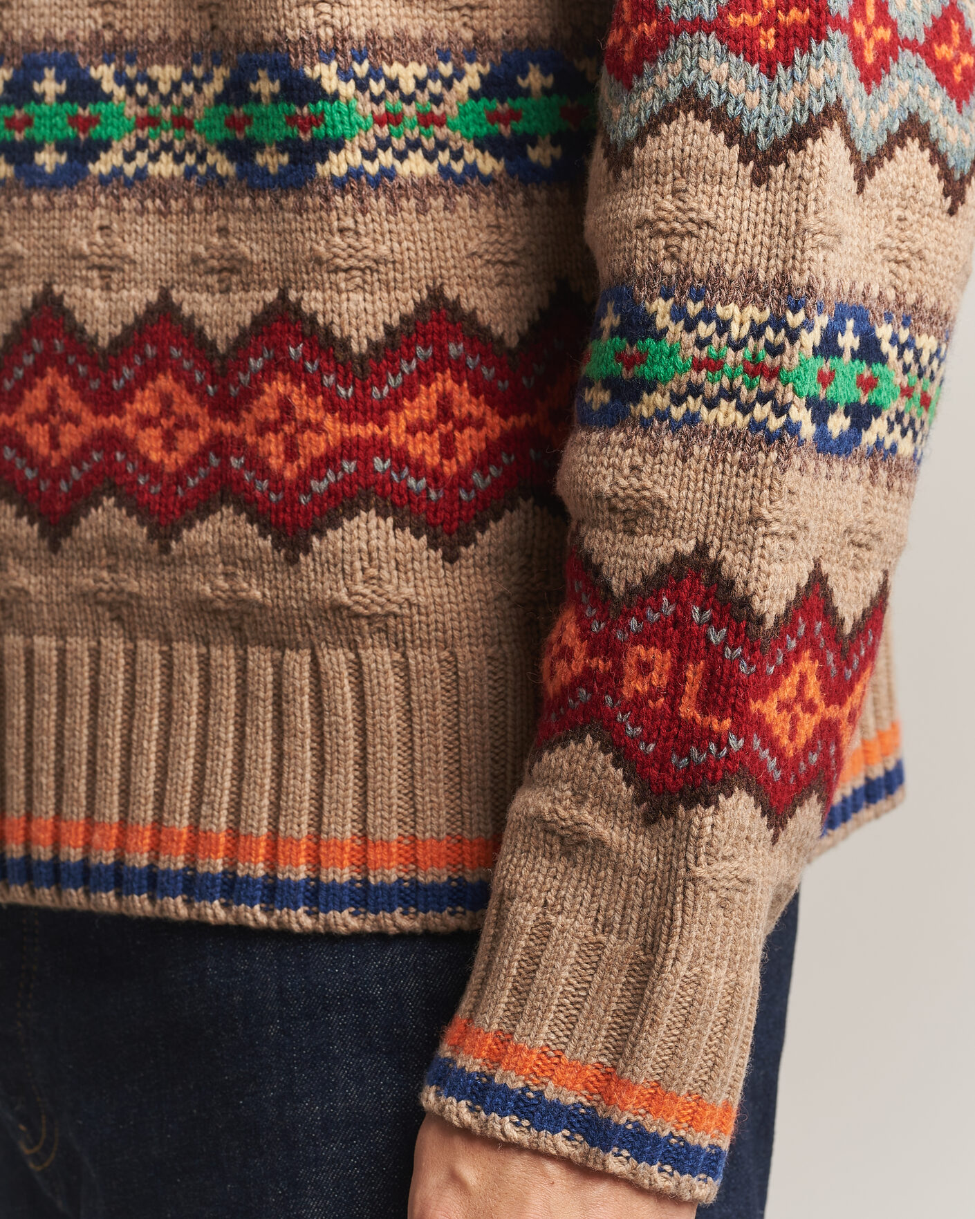 Herre | Trøjer | Polo Ralph Lauren | Litchfield Wool Blend Sweater Tan Multi