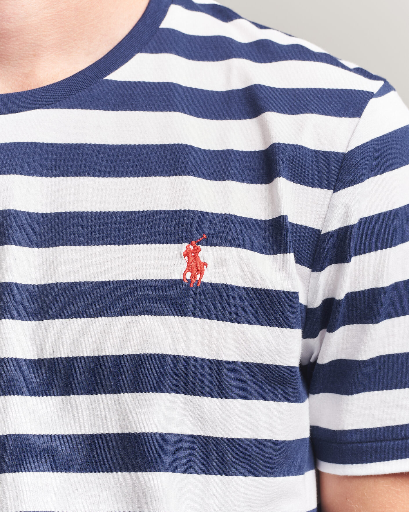 Herre | T-Shirts | Polo Ralph Lauren | Custom Slim Fit Striped T-Shirt Newport Navy