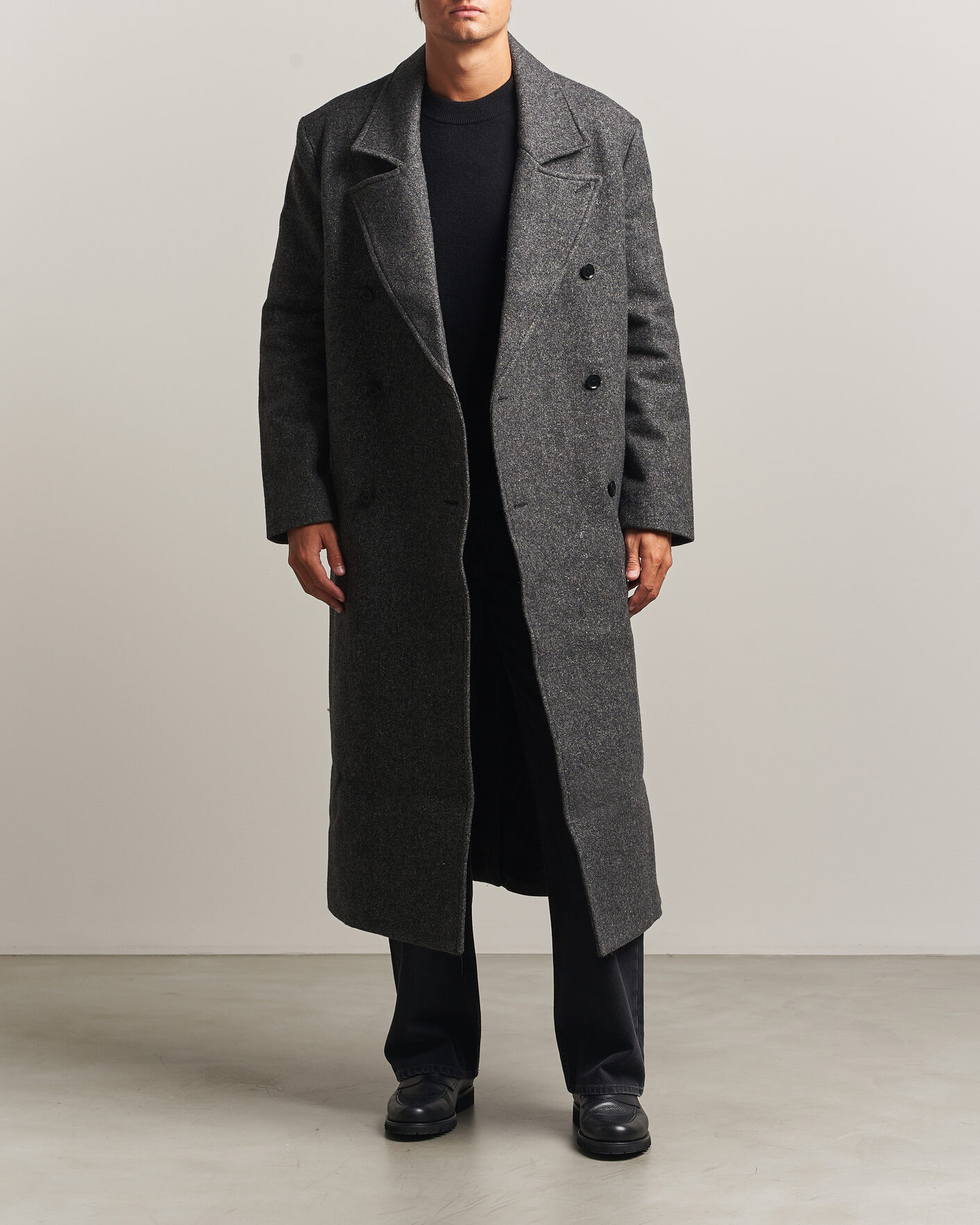 Herre | Jakker | Samsøe Samsøe | Vince Wool Double Breasted Coat Dark Grey Melange