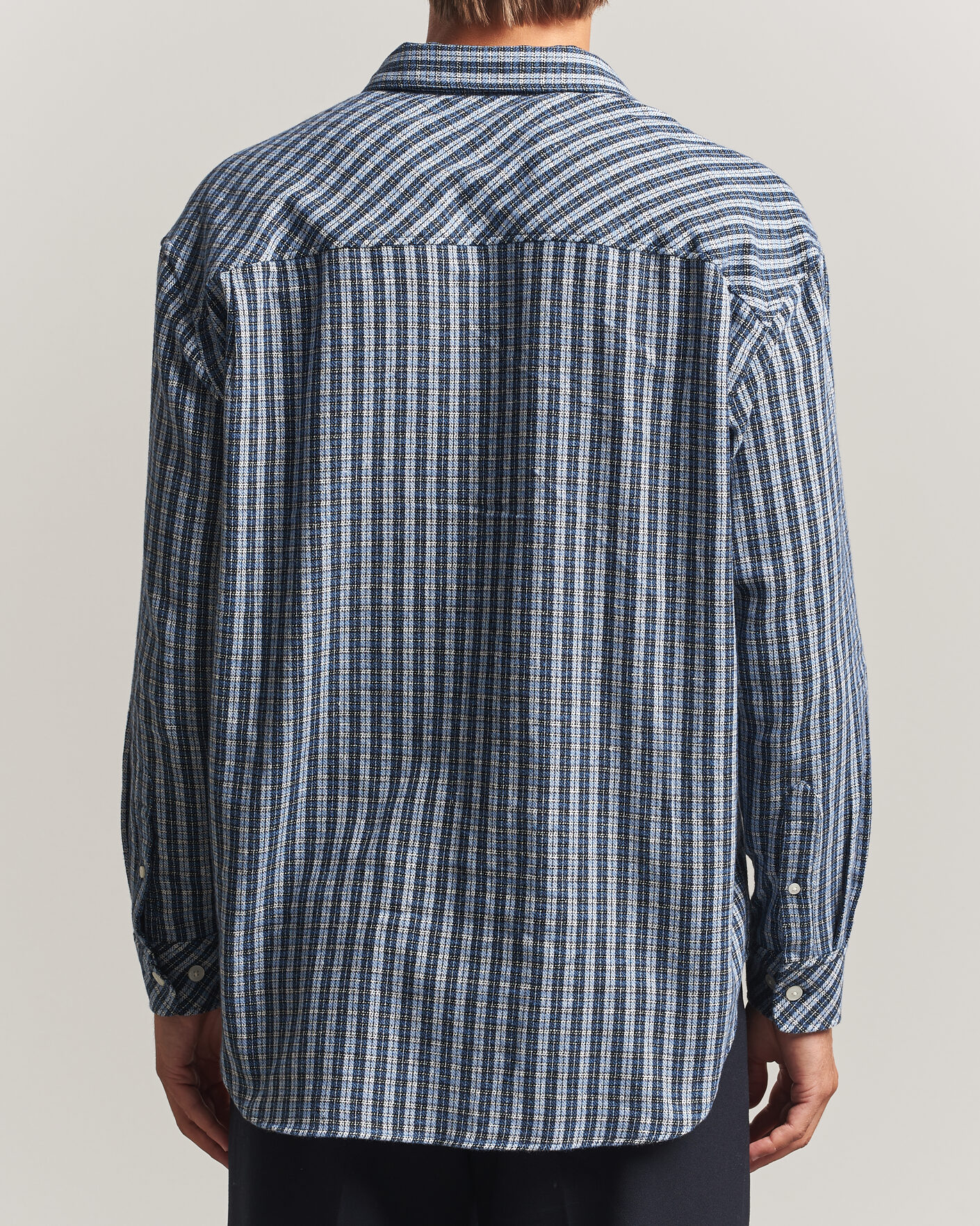 Herre | Skjorter | Samsøe Samsøe | Luan Brushed Cotton Checked Shirt Cyaneus