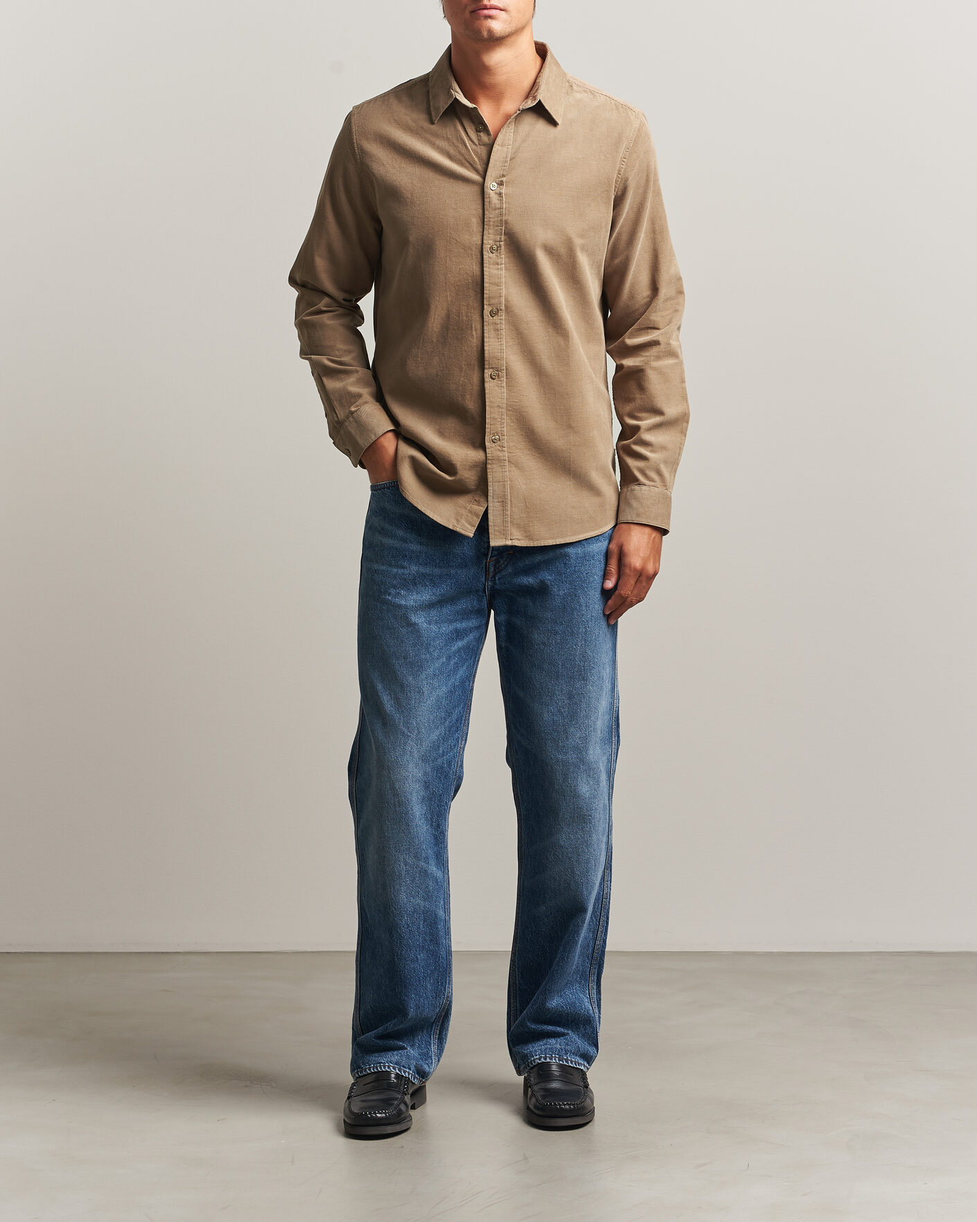 Herre | Skjorter | Samsøe Samsøe | Liam Baby Cord Shirt Lead Gray
