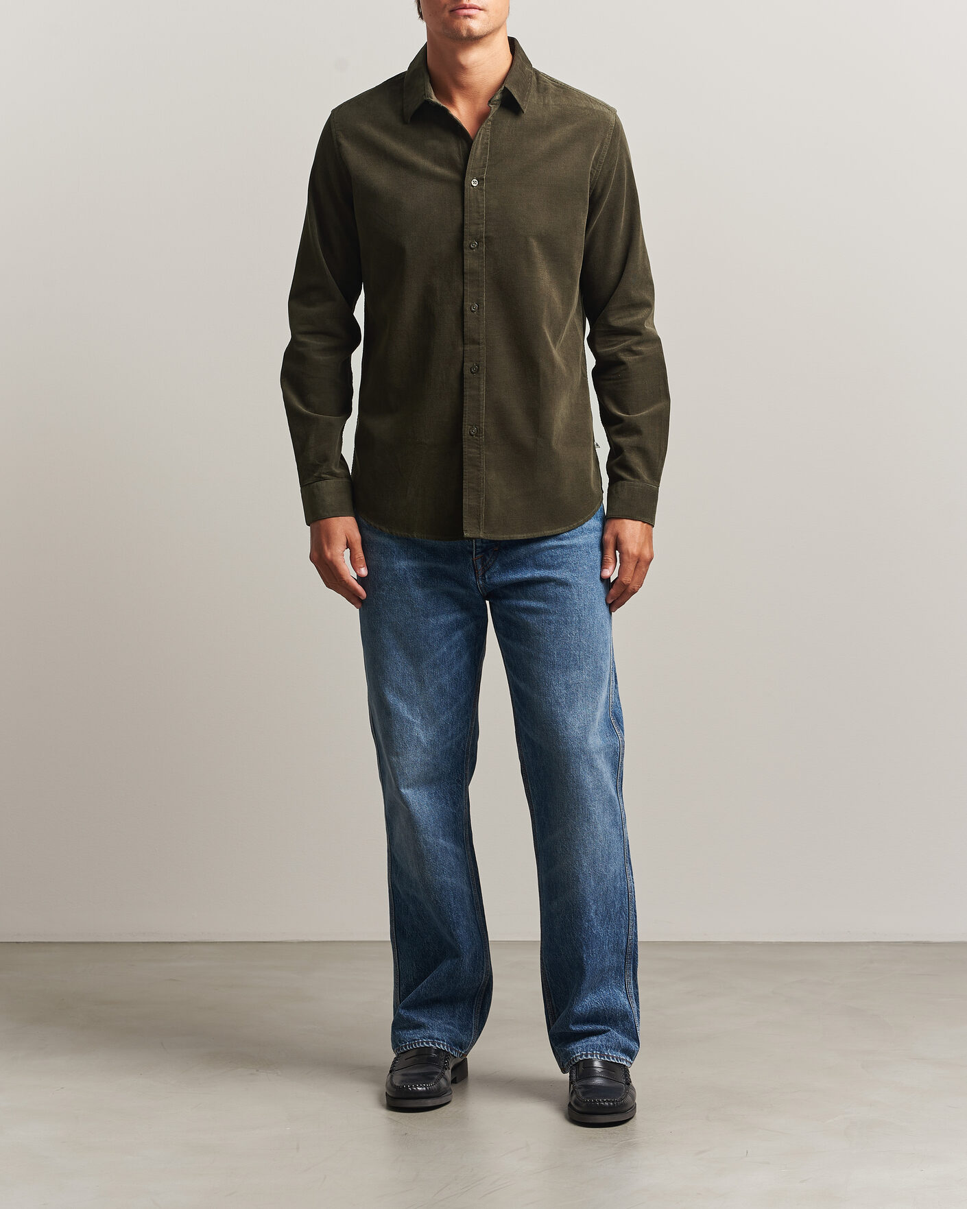 Herre | Skjorter | Samsøe Samsøe | Liam Baby Cord Shirt Forest Night