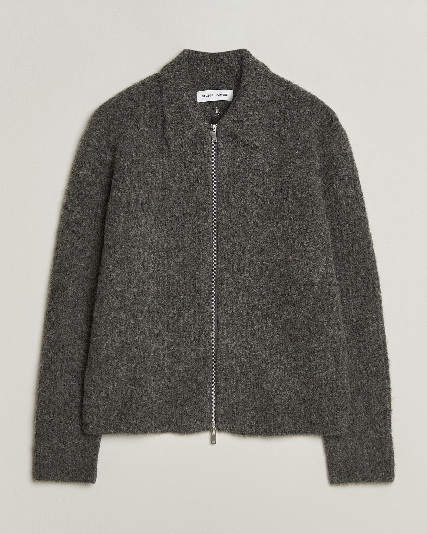Herre | Trøjer | Samsøe Samsøe | Job Alpaca Knitted Full Zip Dark Grey Melange