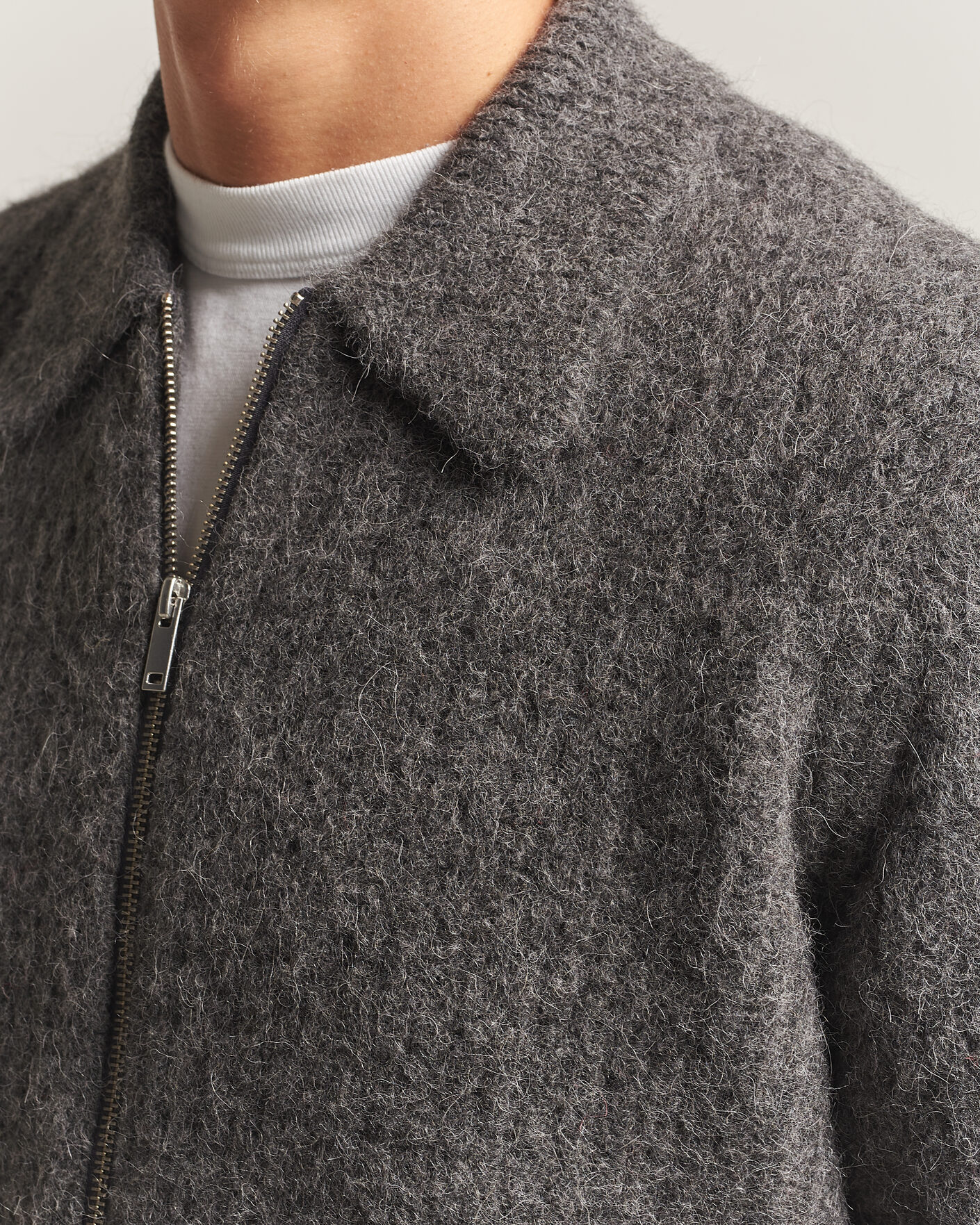 Herre | Trøjer | Samsøe Samsøe | Job Alpaca Knitted Full Zip Dark Grey Melange