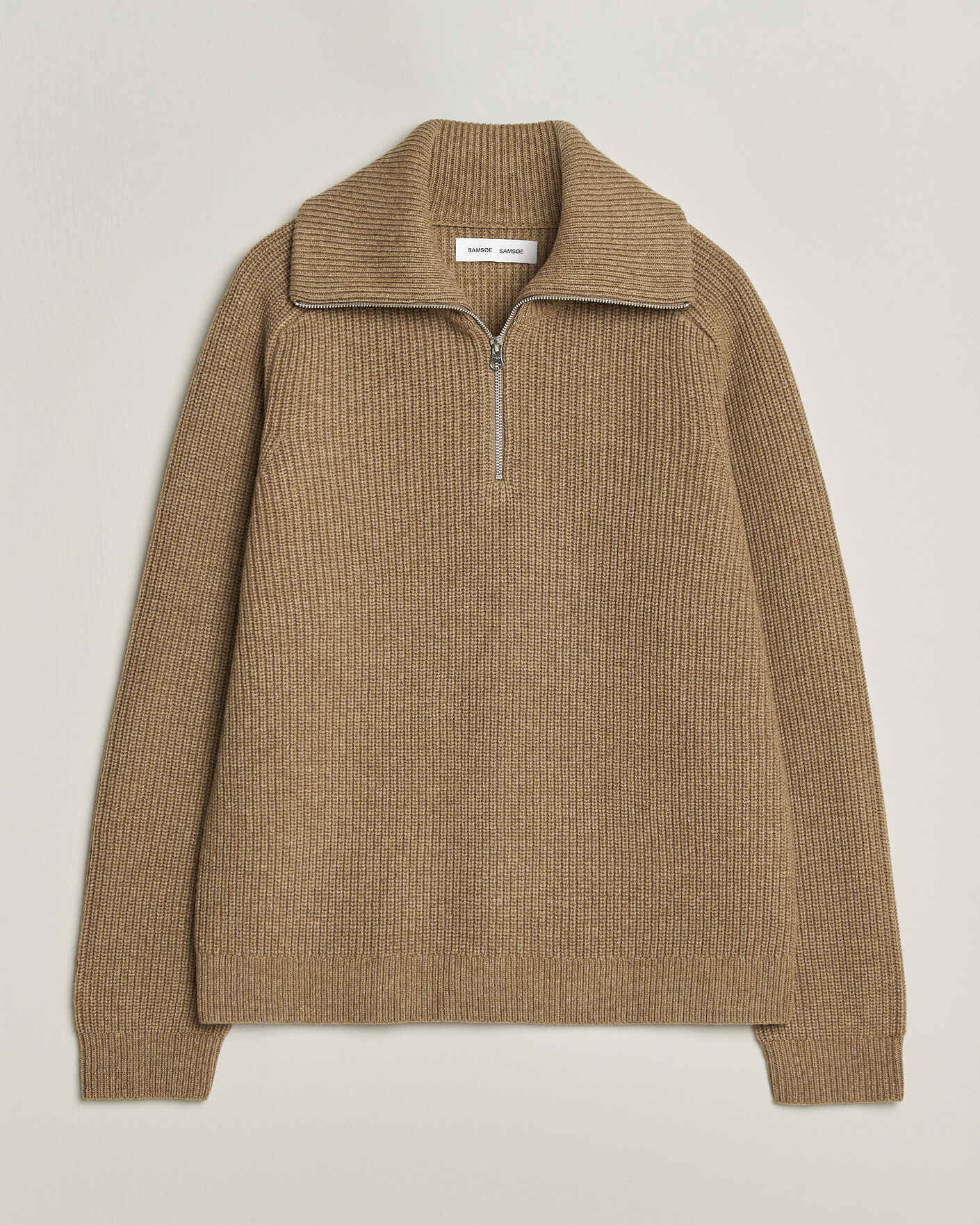 Herre | Trøjer | Samsøe Samsøe | Rick Wool Heavy Knitted Half Zip Lead Gray