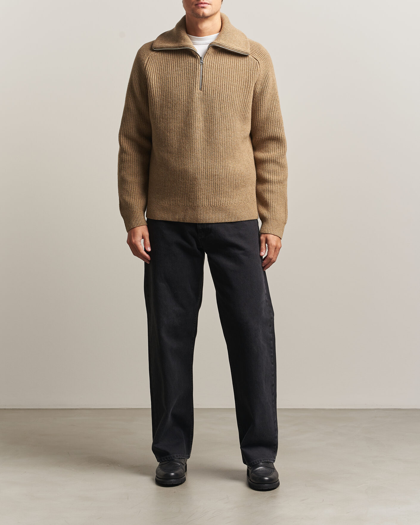 Herre | Trøjer | Samsøe Samsøe | Rick Wool Heavy Knitted Half Zip Lead Gray