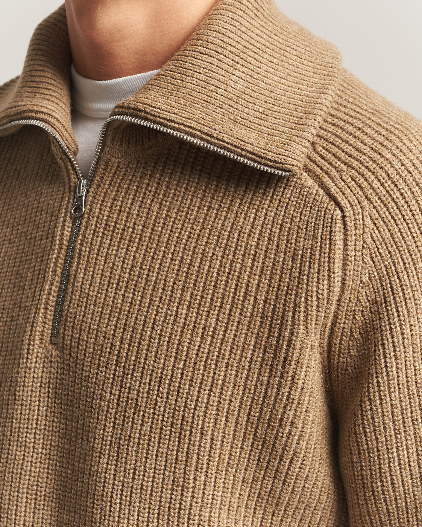 Herre | Trøjer | Samsøe Samsøe | Rick Wool Heavy Knitted Half Zip Lead Gray