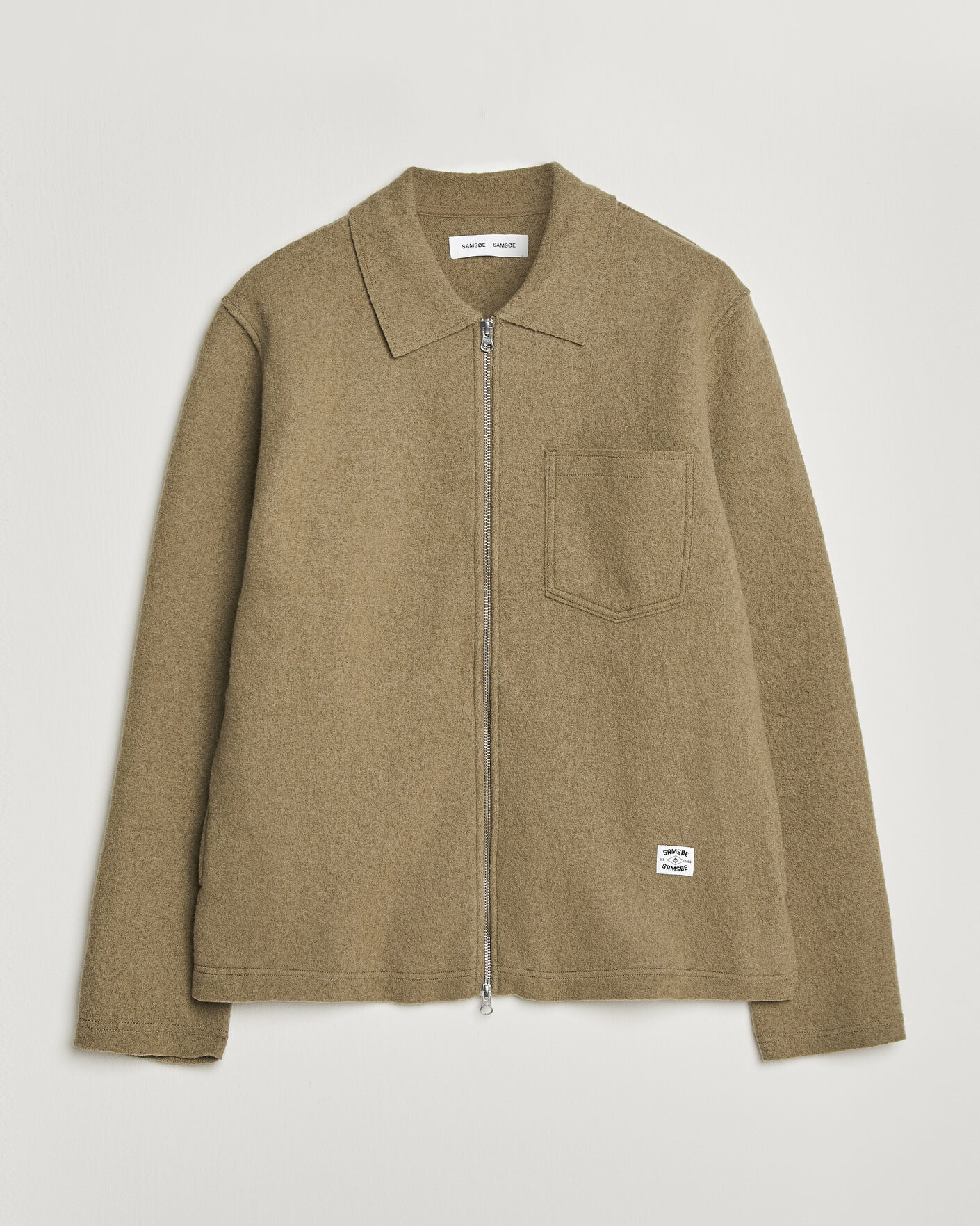 Herre | Trøjer | Samsøe Samsøe | Hannes Boiled Wool Full Zip Lead Gray