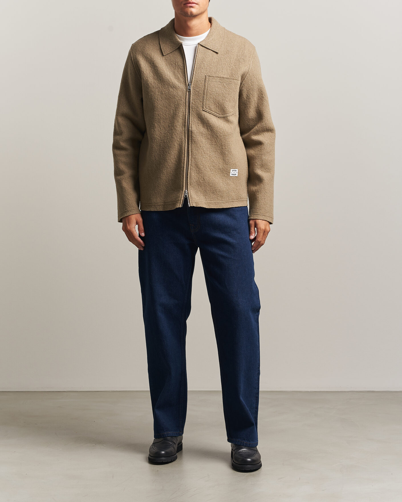 Herre | Trøjer | Samsøe Samsøe | Hannes Boiled Wool Full Zip Lead Gray