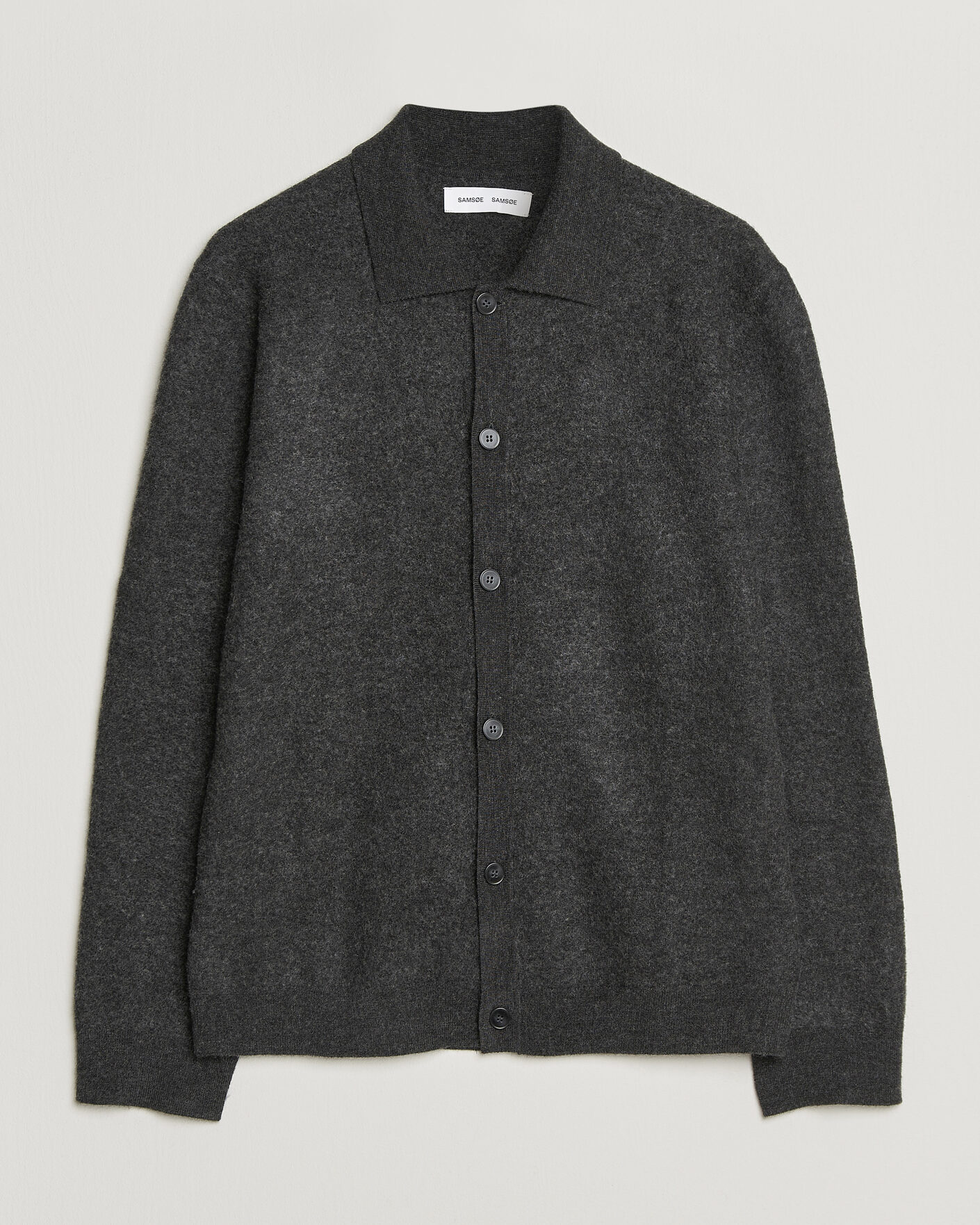 Herre | Trøjer | Samsøe Samsøe | Richard Wool Knitted Cardigan Dark Grey Melange