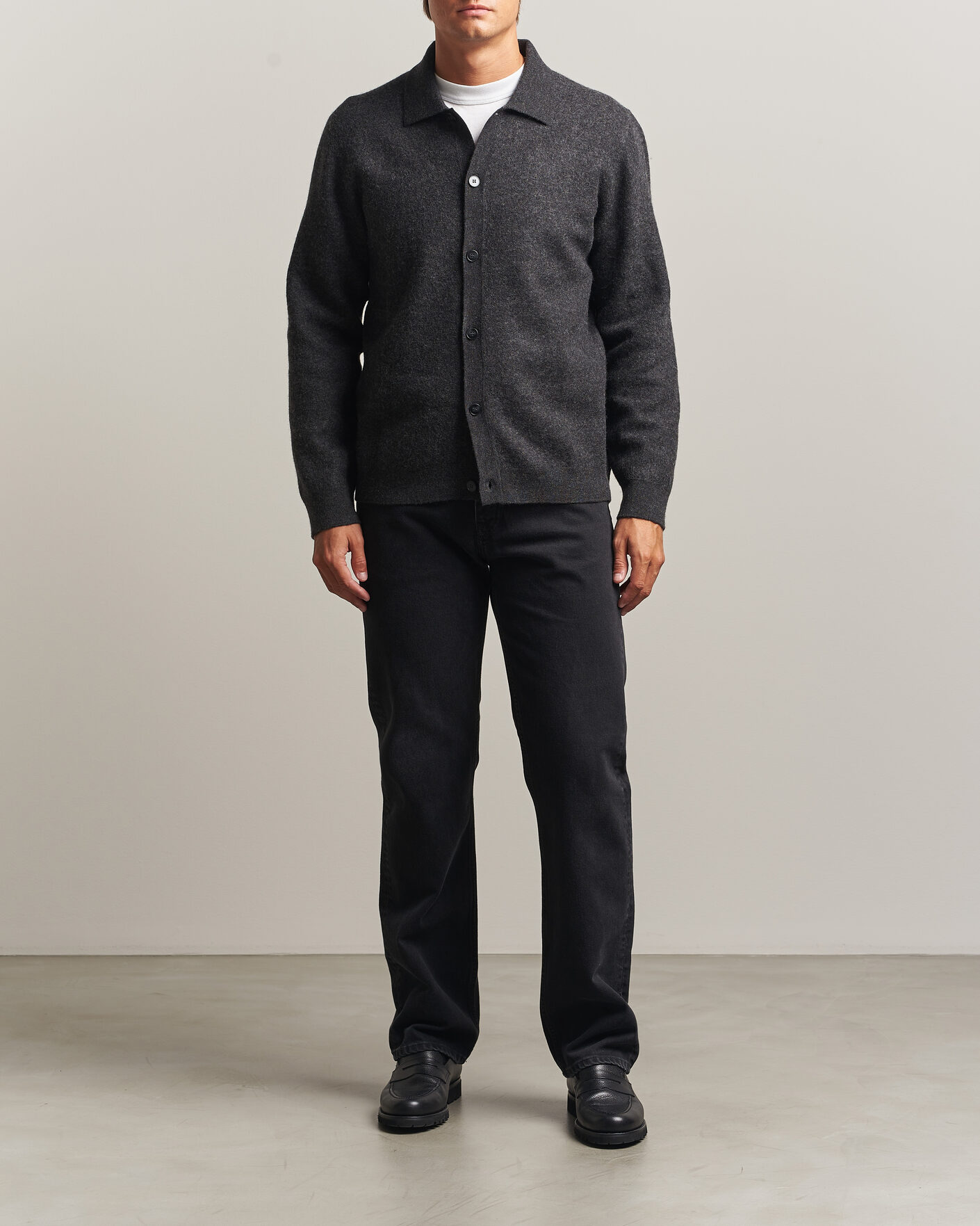 Herre | Trøjer | Samsøe Samsøe | Richard Wool Knitted Cardigan Dark Grey Melange