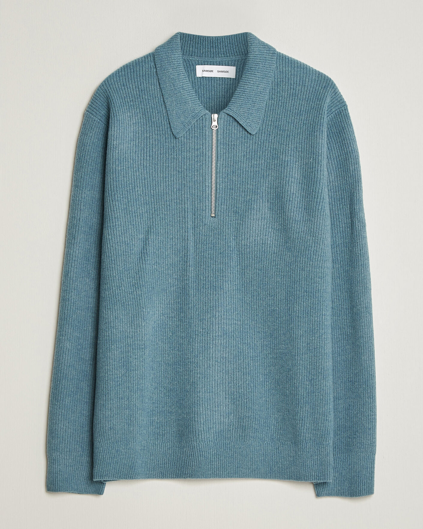 Herre | Trøjer | Samsøe Samsøe | Isak Knitted Half Zip Polo Stormy Sea