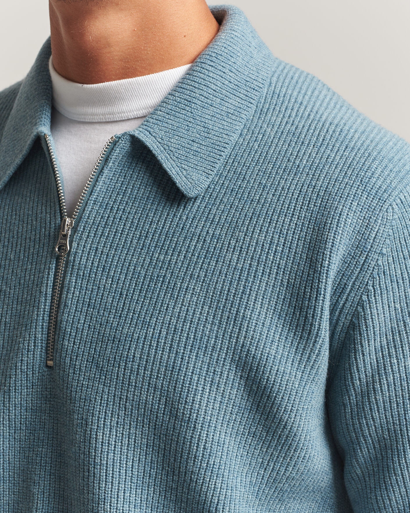 Herre | Trøjer | Samsøe Samsøe | Isak Knitted Half Zip Polo Stormy Sea