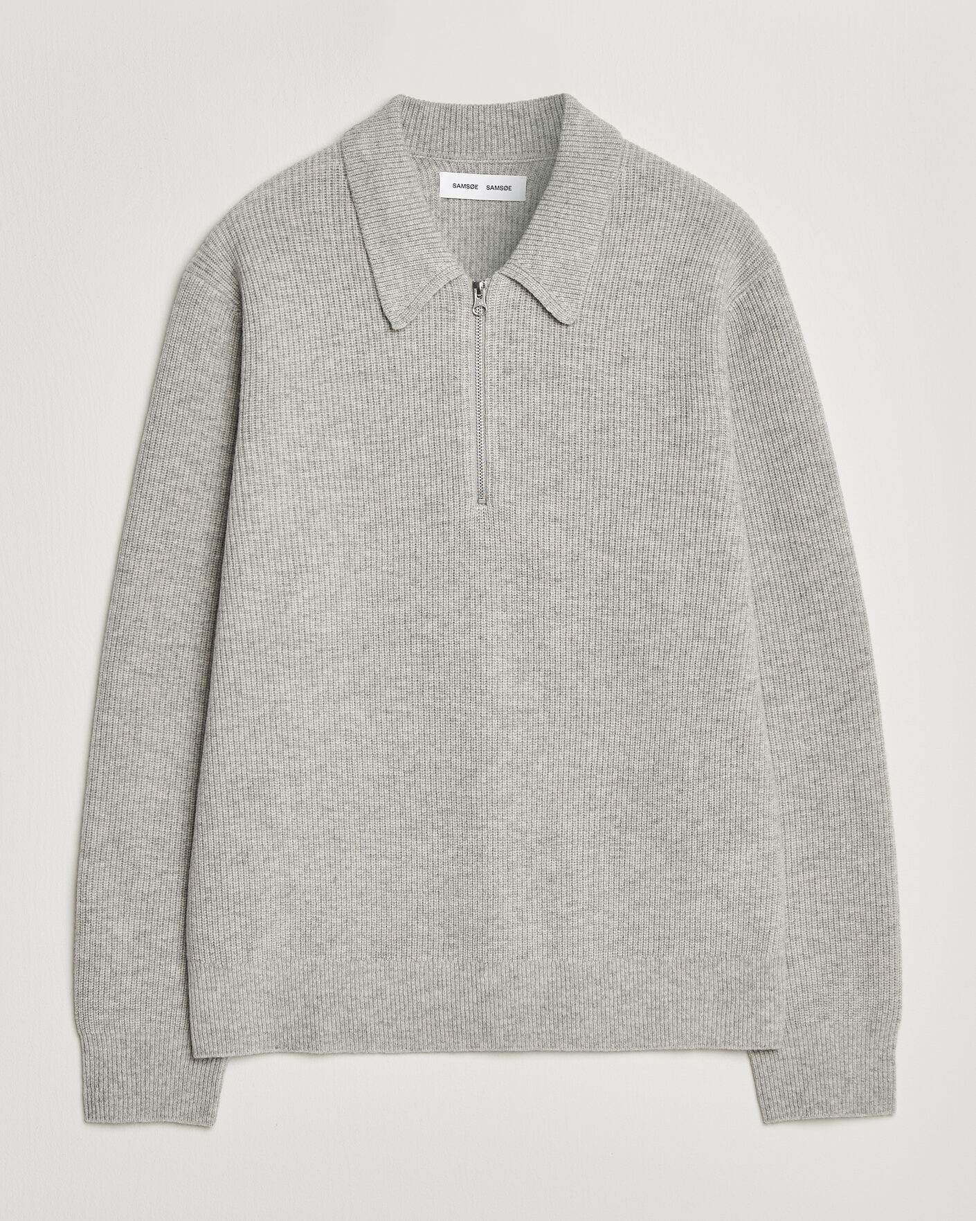 Herre | Trøjer | Samsøe Samsøe | Isak Knitted Half Zip Polo Grey Melange