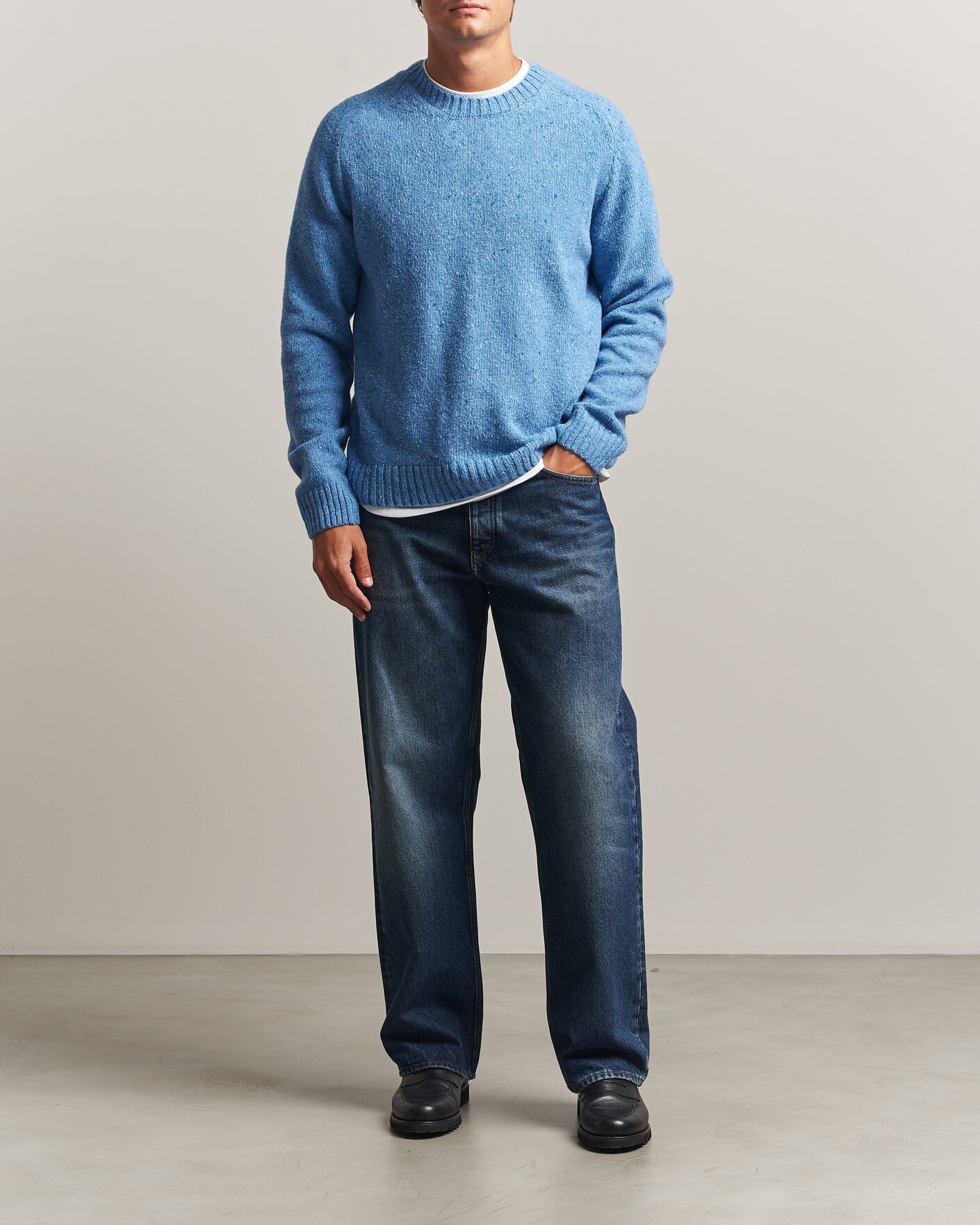 Herre | Trøjer | Samsøe Samsøe | Nate Donegal Wool Knitted Striped Sweater Cyaneus