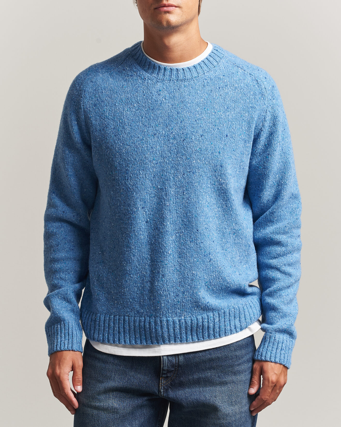 Herre | Trøjer | Samsøe Samsøe | Nate Donegal Wool Knitted Striped Sweater Cyaneus
