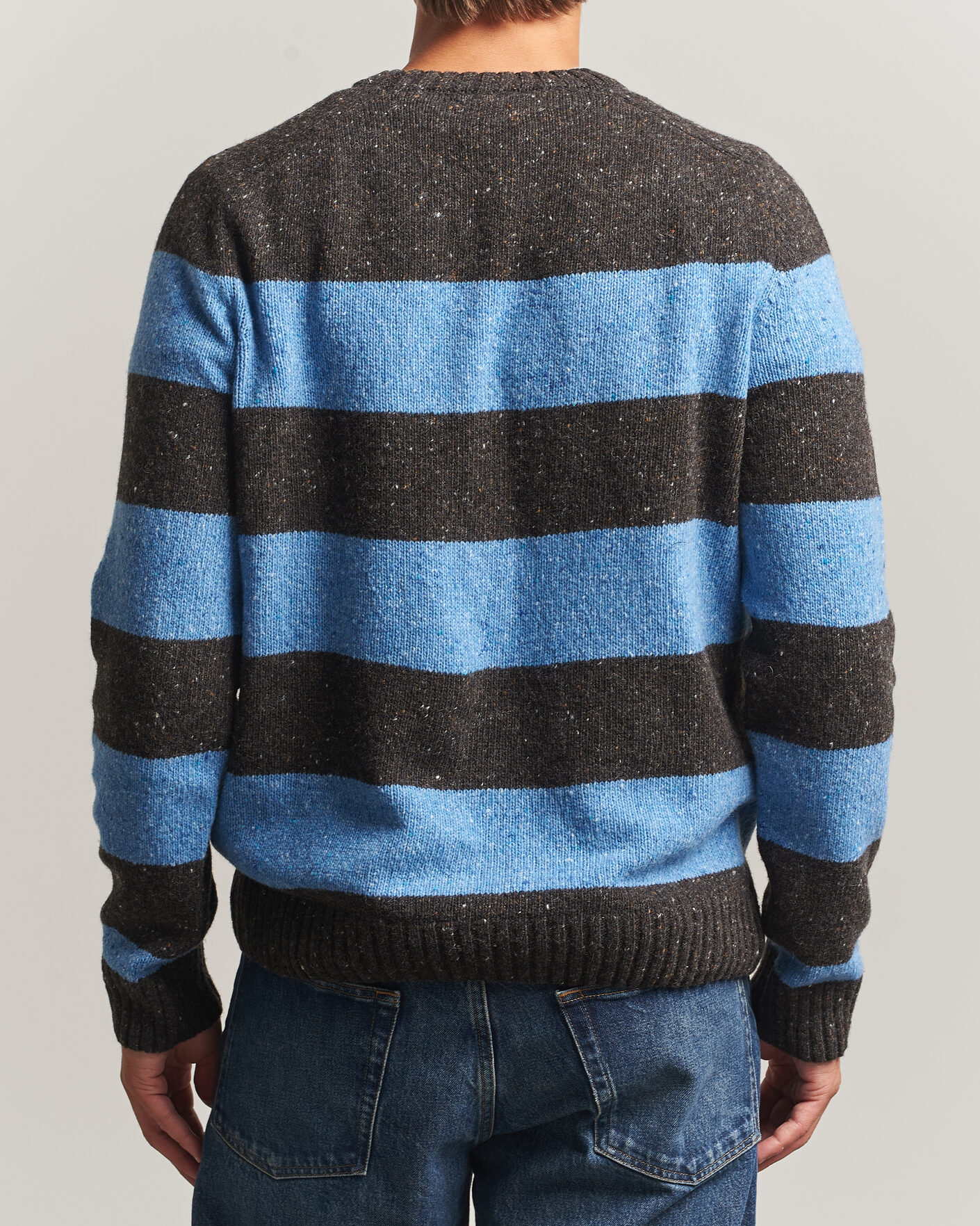Herre | Trøjer | Samsøe Samsøe | Nate Donegal Wool Knitted Striped Sweater Brown/Blue