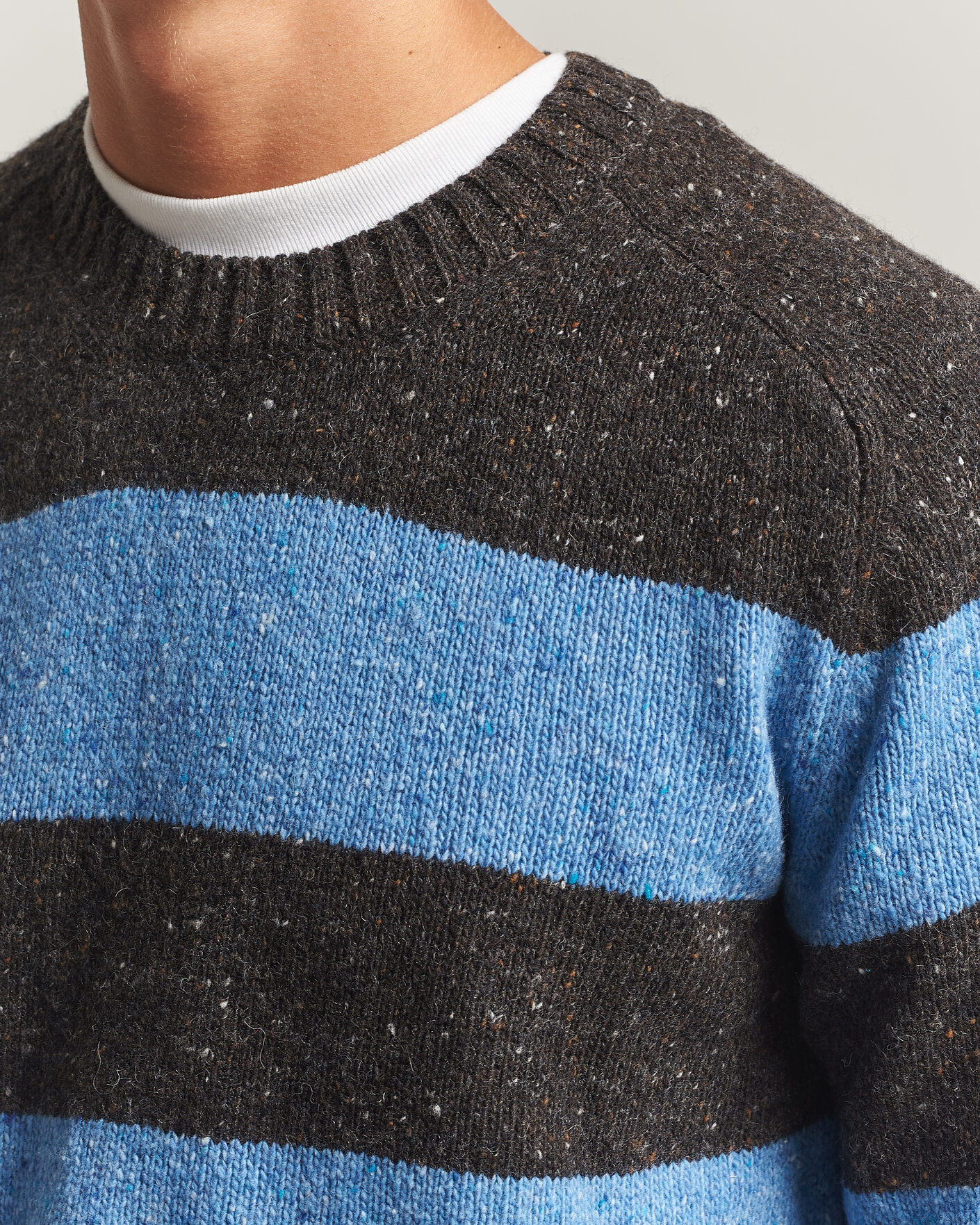 Herre | Trøjer | Samsøe Samsøe | Nate Donegal Wool Knitted Striped Sweater Brown/Blue