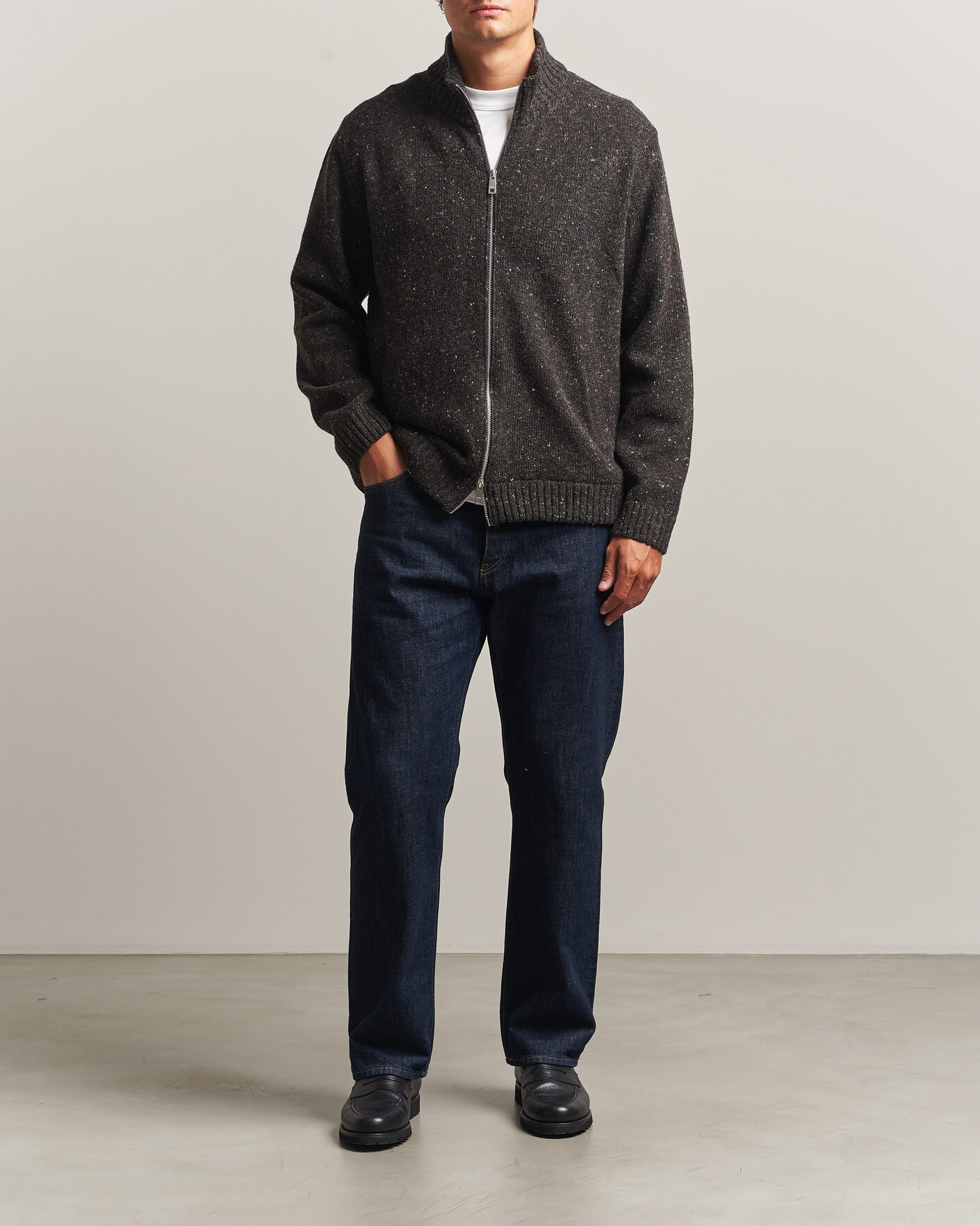 Herre | Trøjer | Samsøe Samsøe | Nate Donegal Wool Knitted Full Zip Delicioso