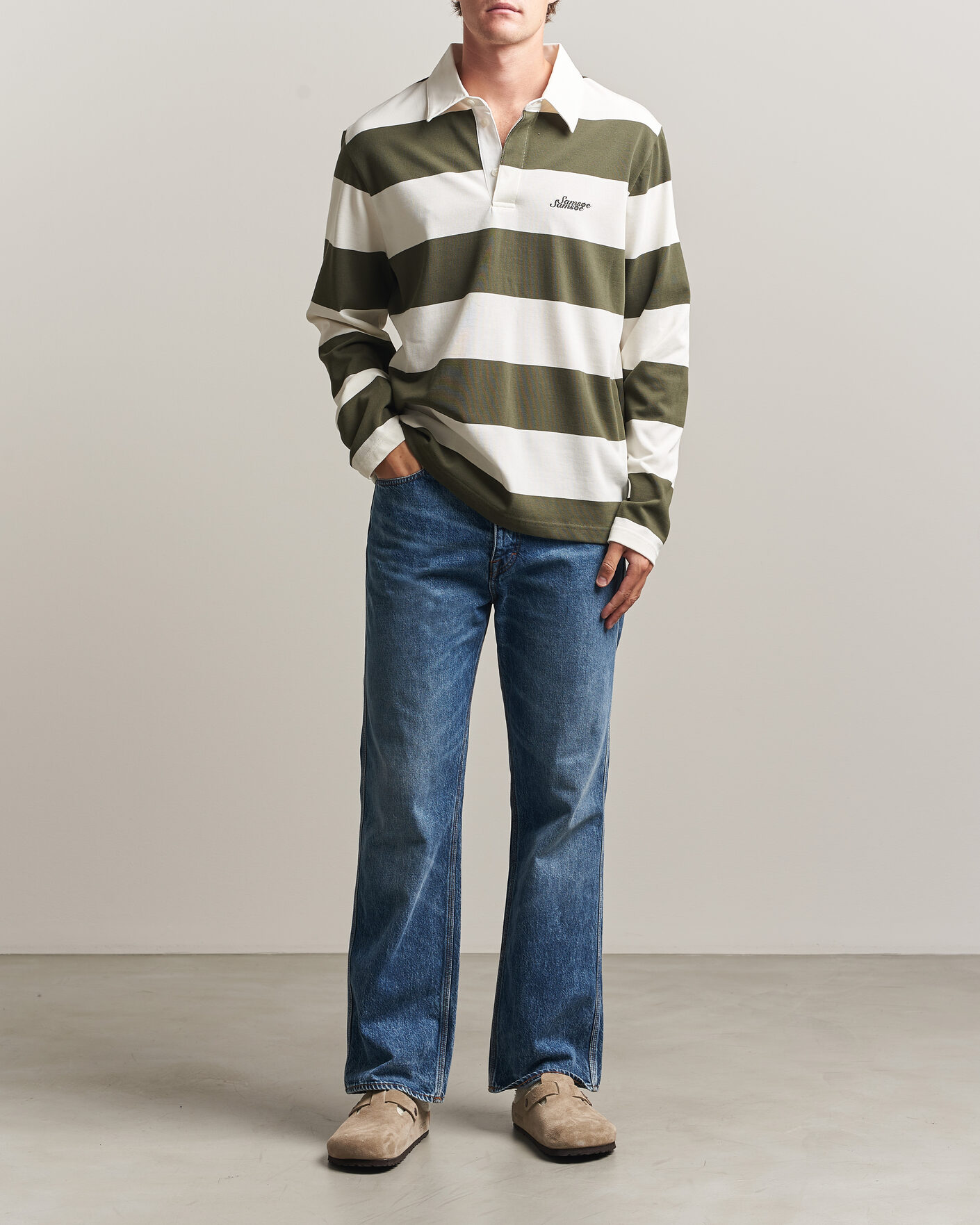 Herre | Trøjer | Samsøe Samsøe | Kevin Barstriped Rugger Forest Night/White
