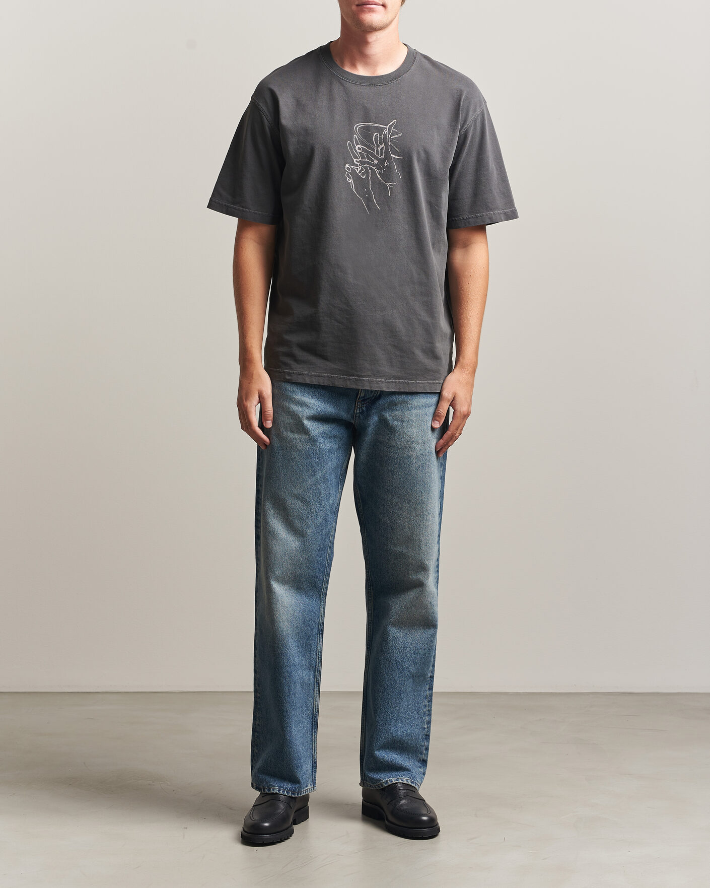 Herre | T-Shirts | Samsøe Samsøe | Giles Printed Crew Neck T-Shirt Black Lines