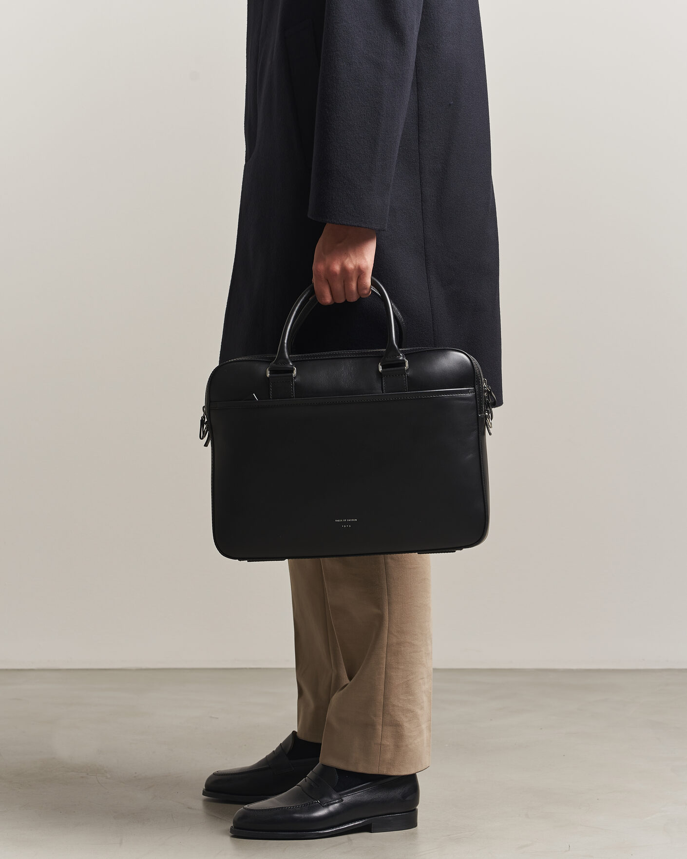 Herre | Tasker | Tiger of Sweden | Burin Smooth Leather Briefcase Black