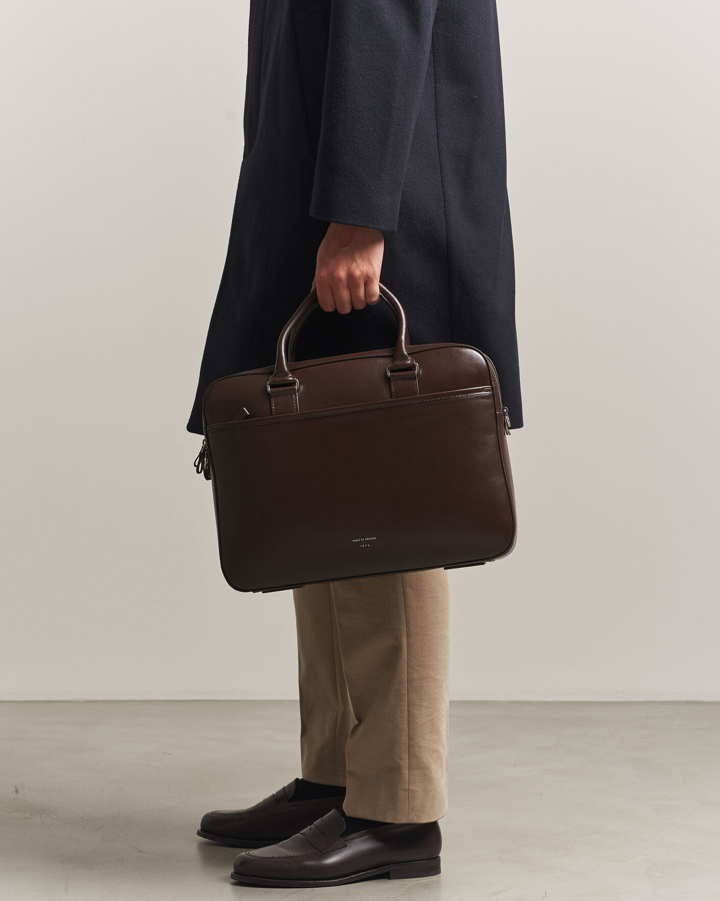 Herre | Tasker | Tiger of Sweden | Burin Smooth Leather Briefcase Dark Brown