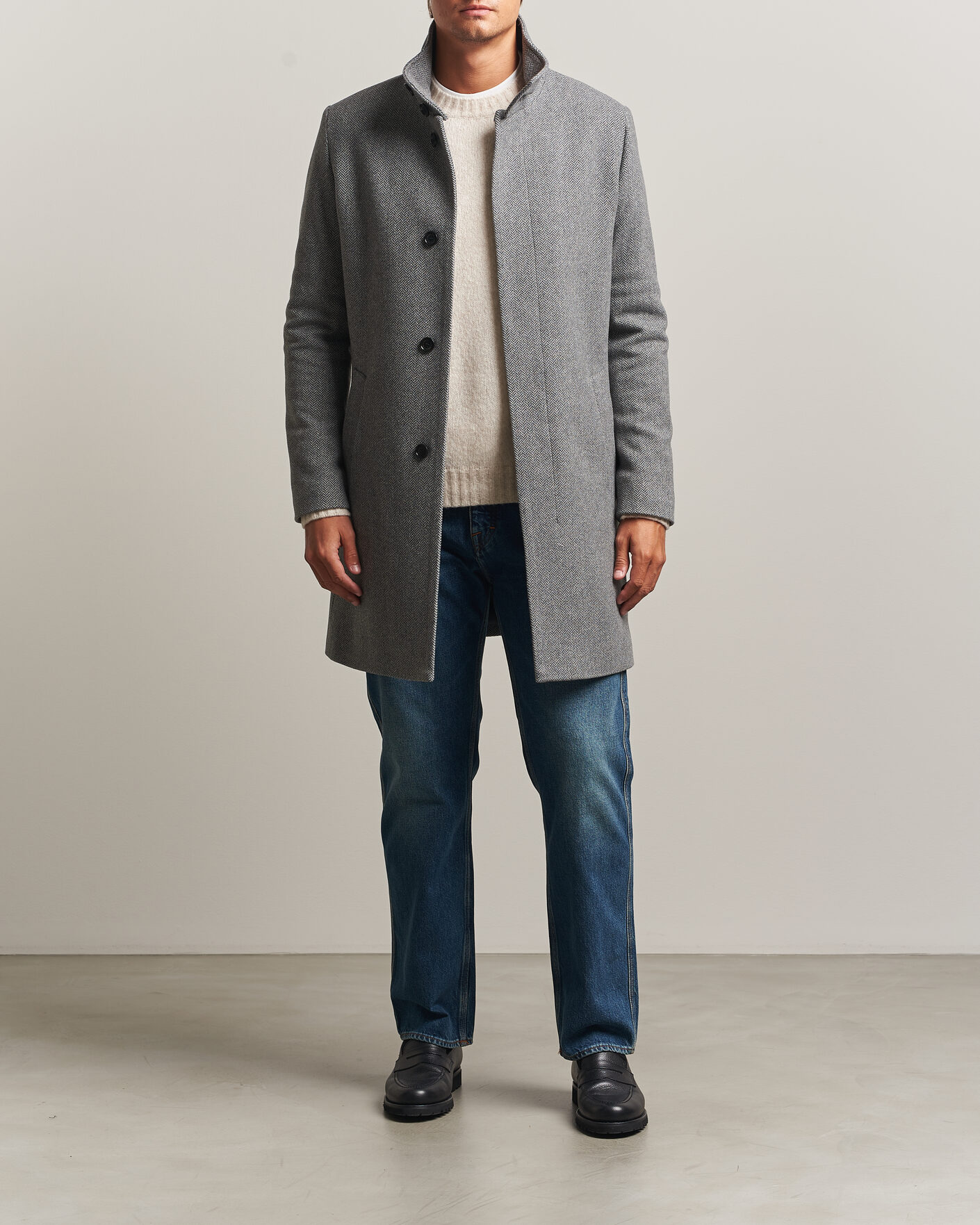 Herre | Jakker | Tiger of Sweden | Aleric Wool Herringbone Coat Fogy