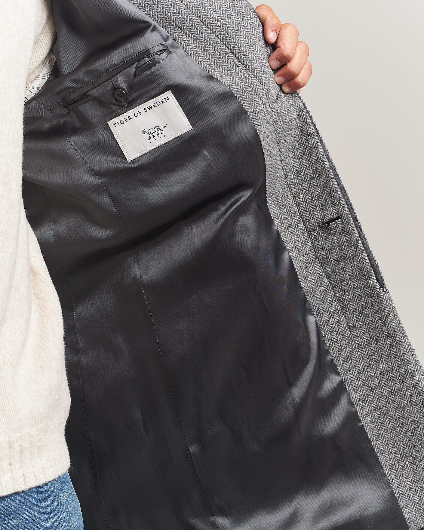 Herre | Jakker | Tiger of Sweden | Aleric Wool Herringbone Coat Fogy