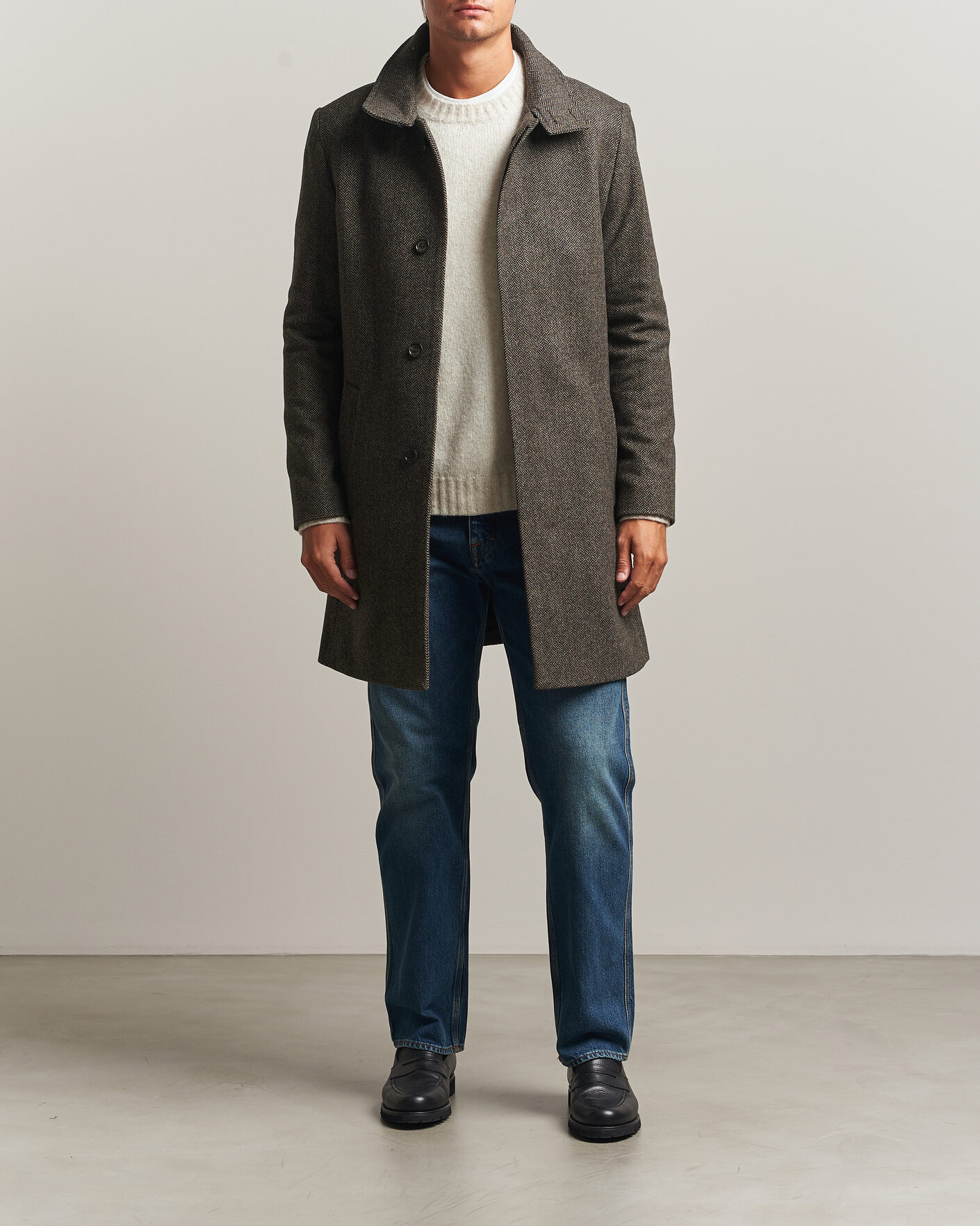 Herre | Jakker | Tiger of Sweden | Aleric Wool Herringbone Coat Brown
