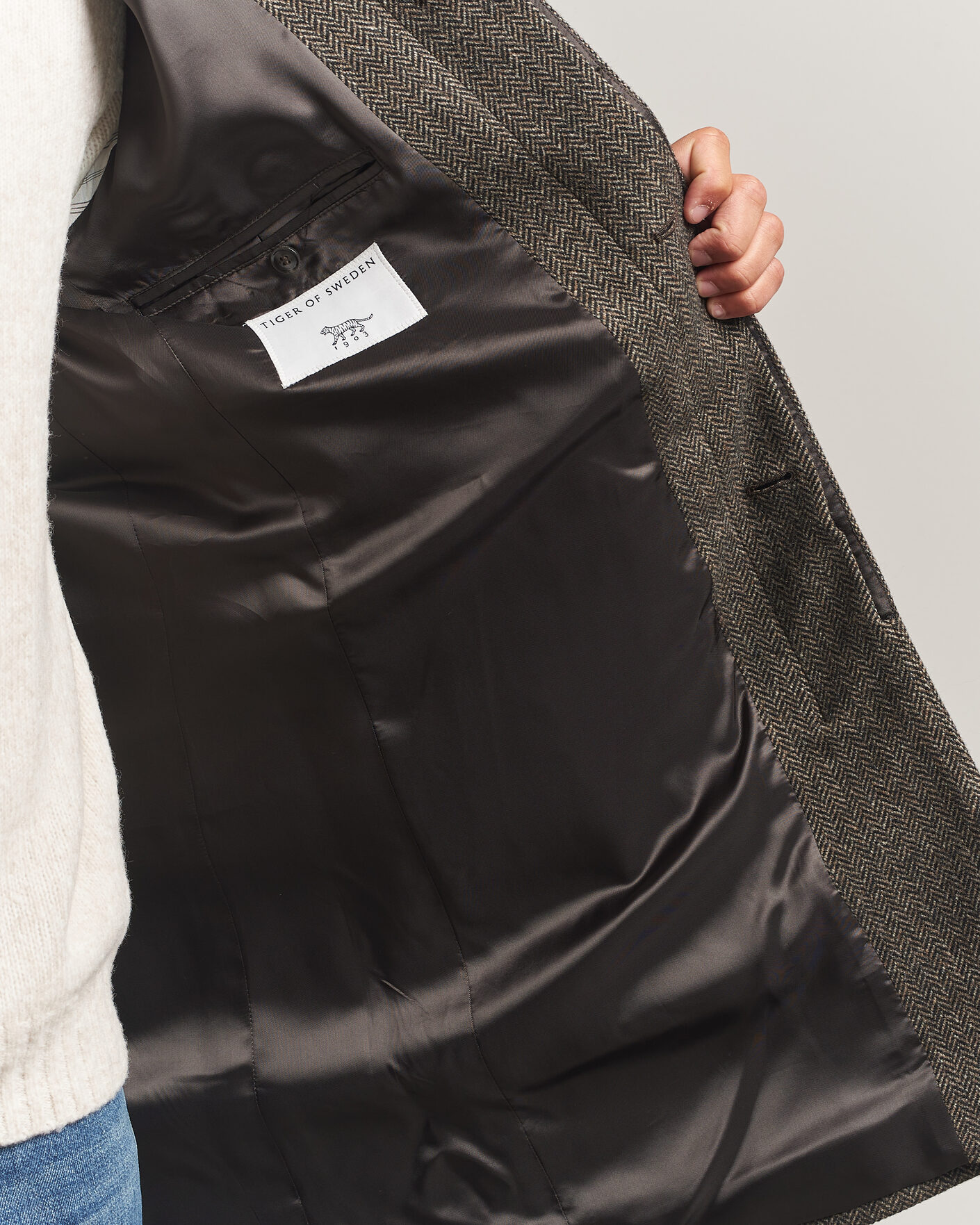 Herre | Jakker | Tiger of Sweden | Aleric Wool Herringbone Coat Brown