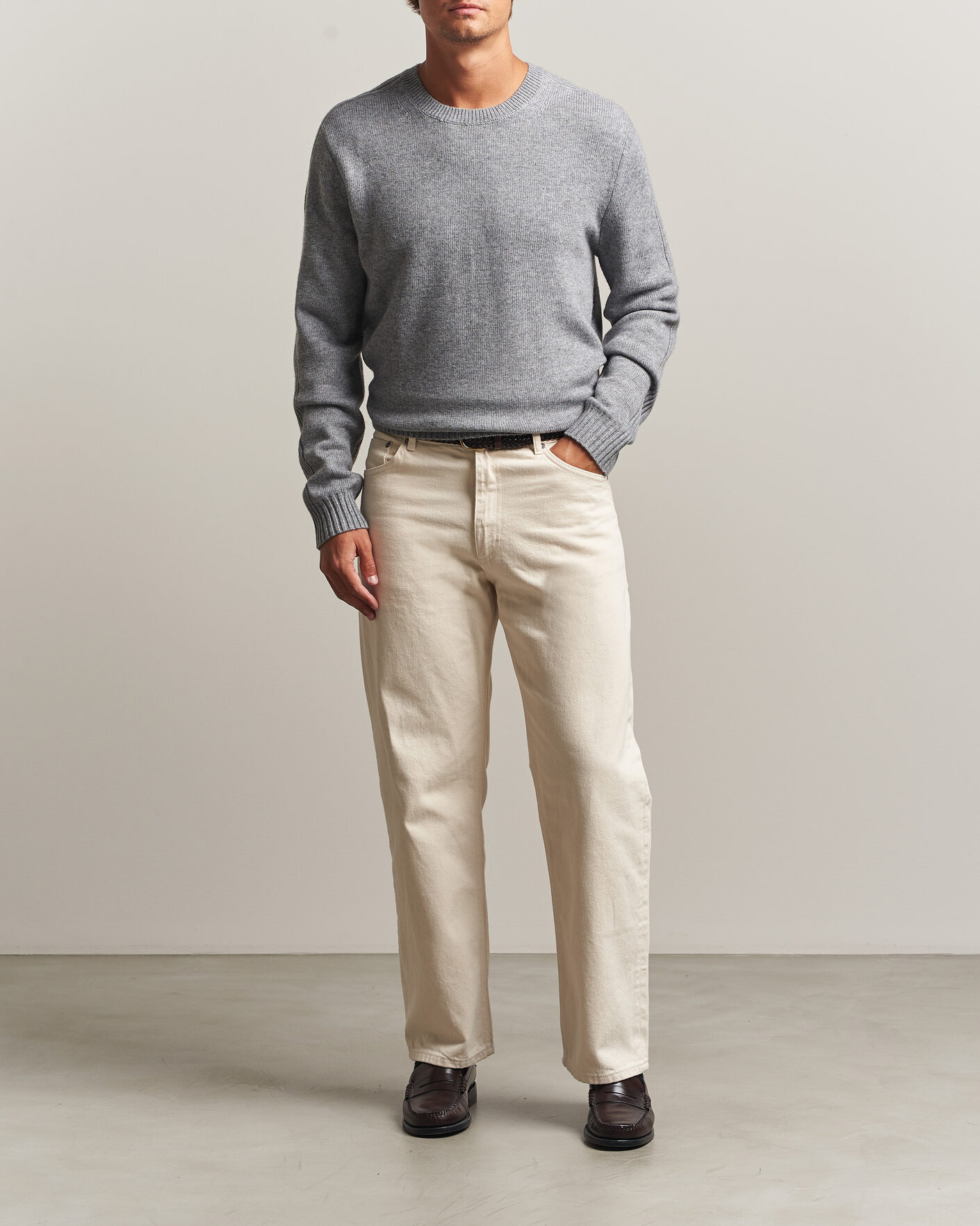 Herre | Trøjer | Tiger of Sweden | Wilfred Wool/Cashmere Sweater Light Grey Melange