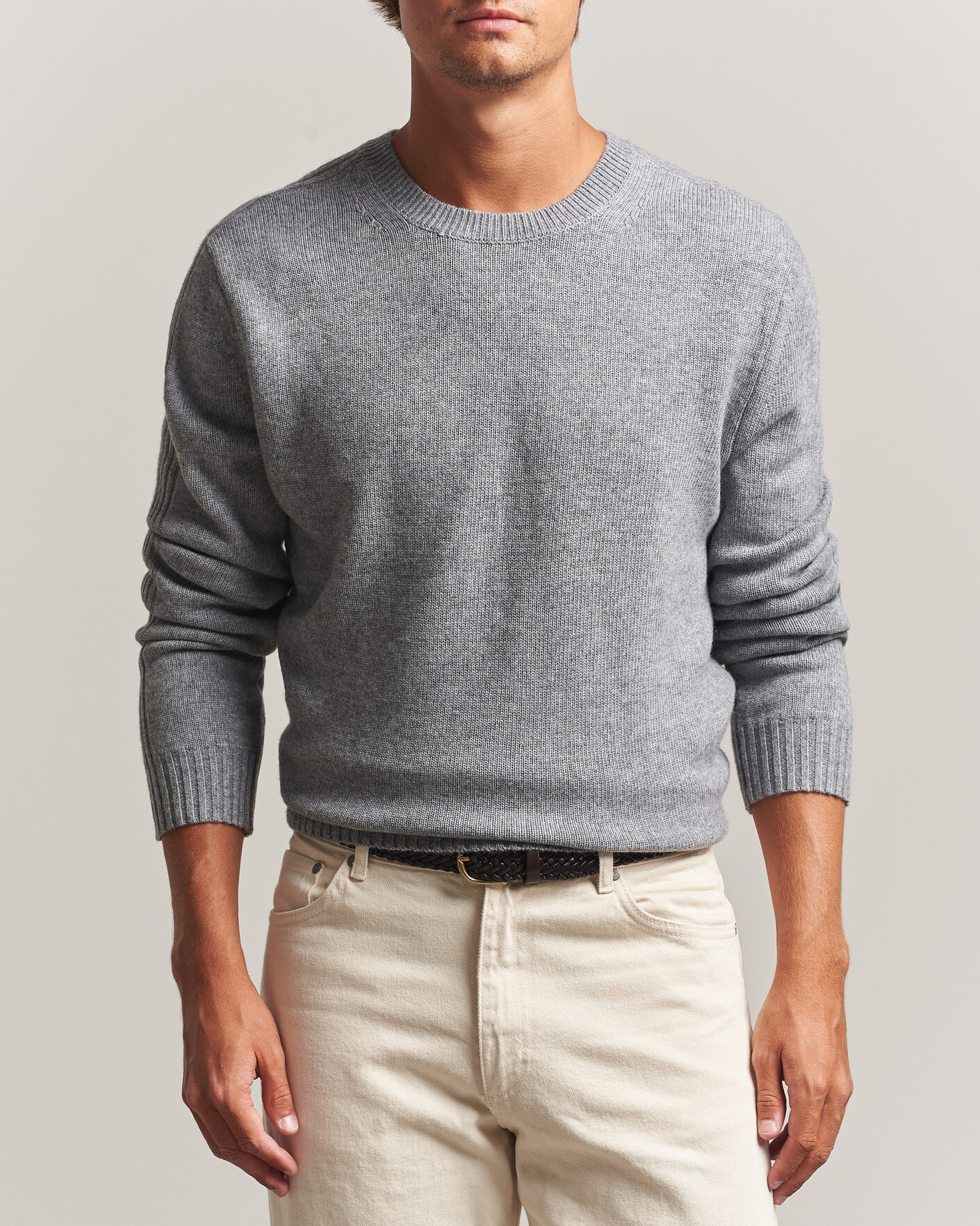 Herre | Trøjer | Tiger of Sweden | Wilfred Wool/Cashmere Sweater Light Grey Melange