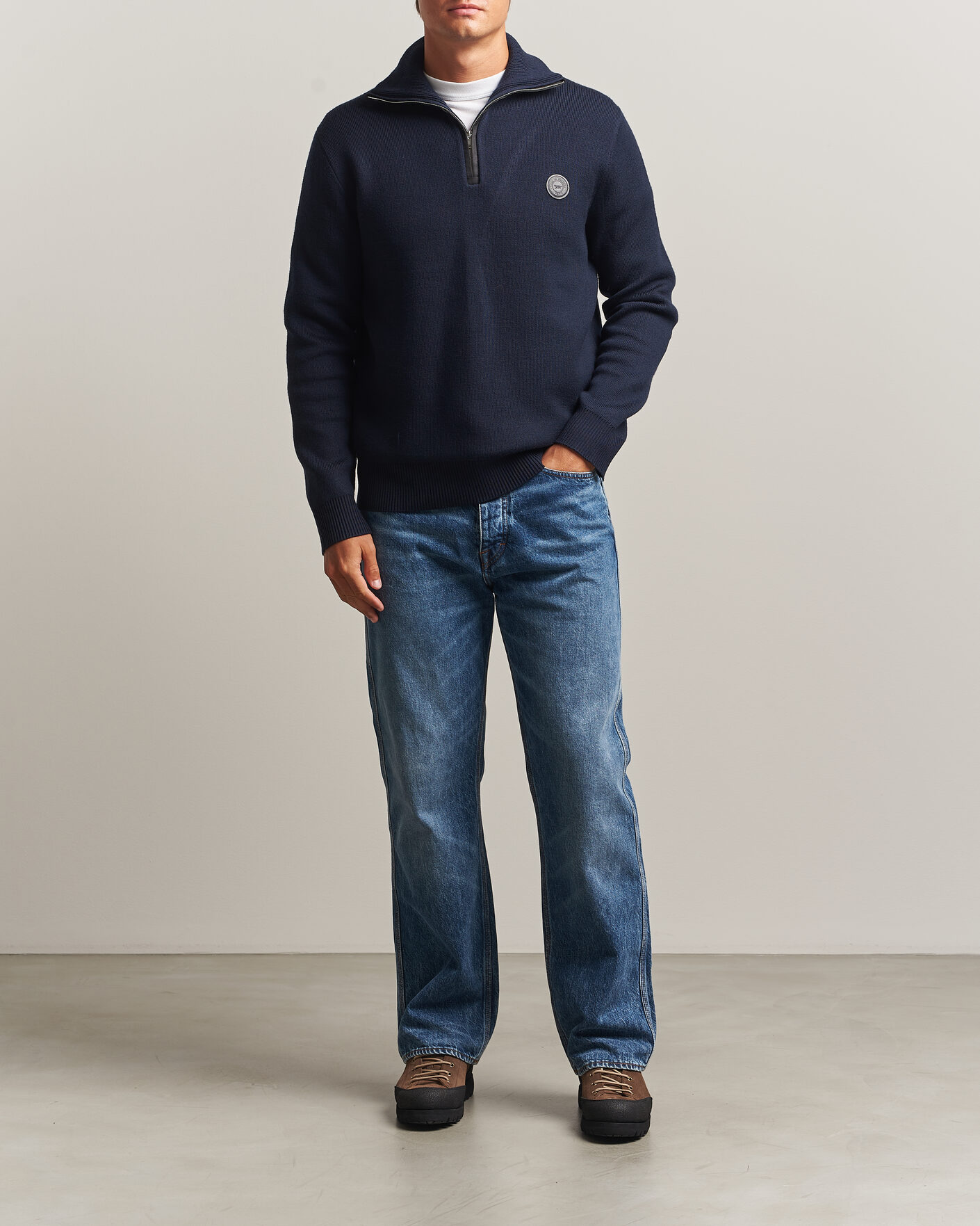 Herre | Trøjer | Tiger of Sweden | Hamish Wool Heavy Knitted Half Zip Night Grape