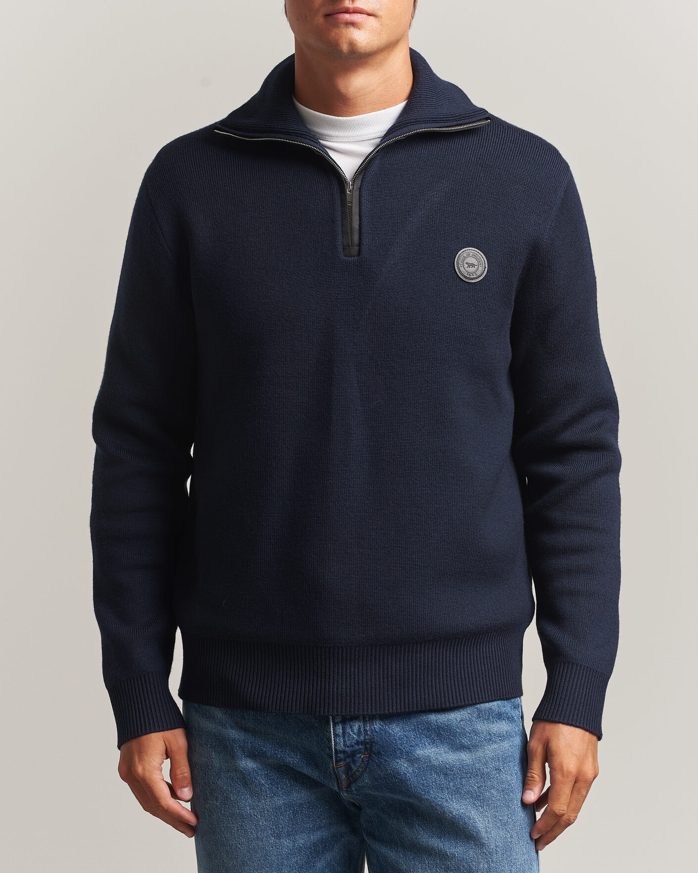 Herre | Trøjer | Tiger of Sweden | Hamish Wool Heavy Knitted Half Zip Night Grape