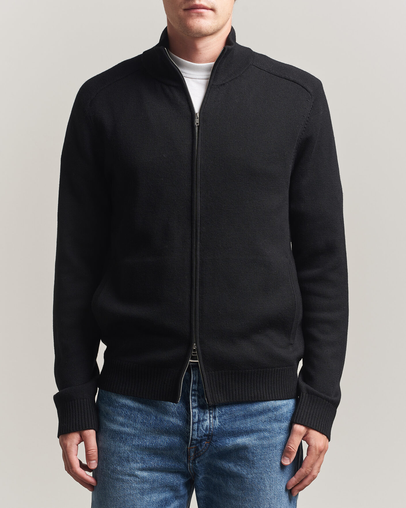 Herre | Trøjer | Tiger of Sweden | Cassian Wool Full Zip Black