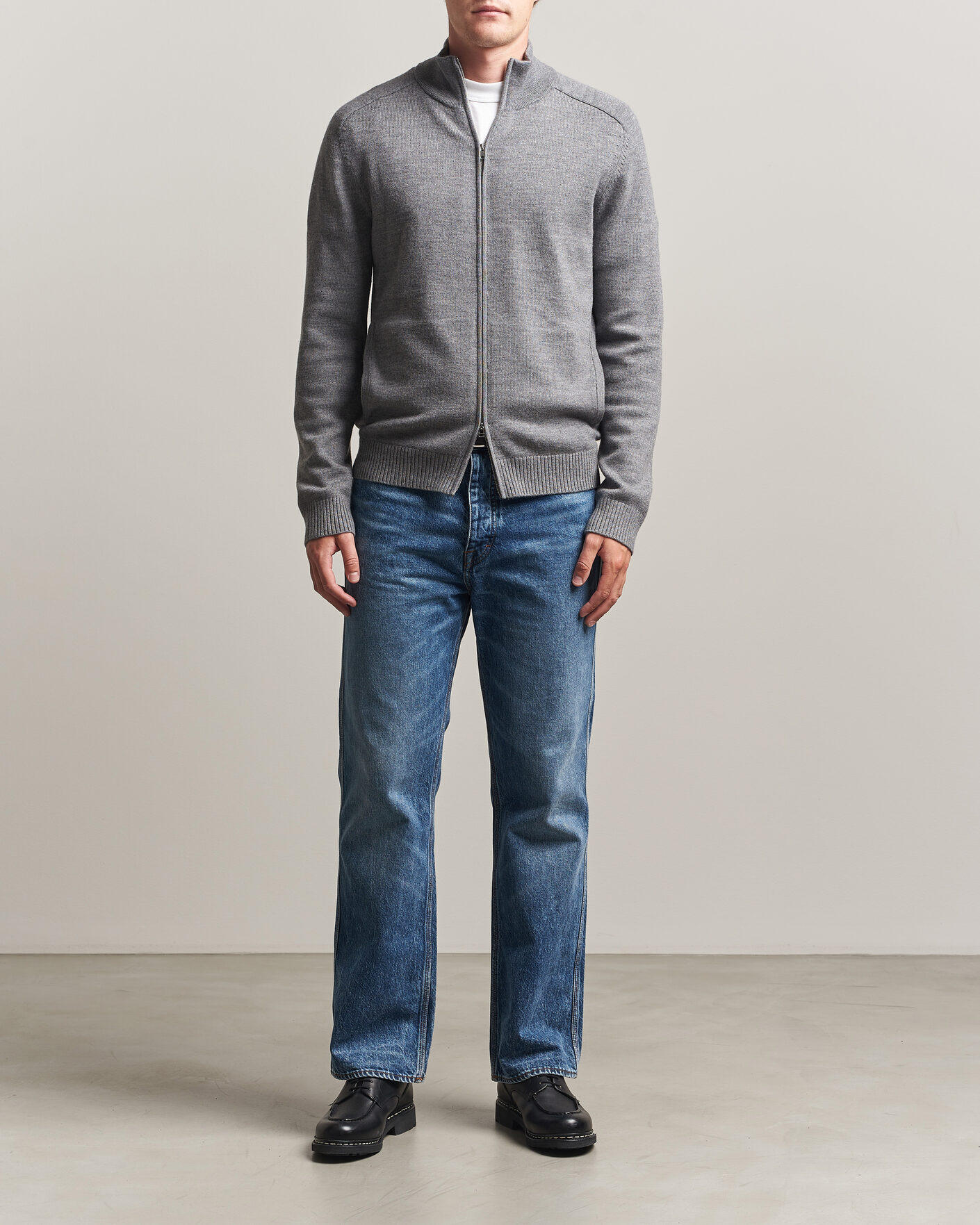 Herre | Trøjer | Tiger of Sweden | Cassian Wool Full Zip Concrete Melange