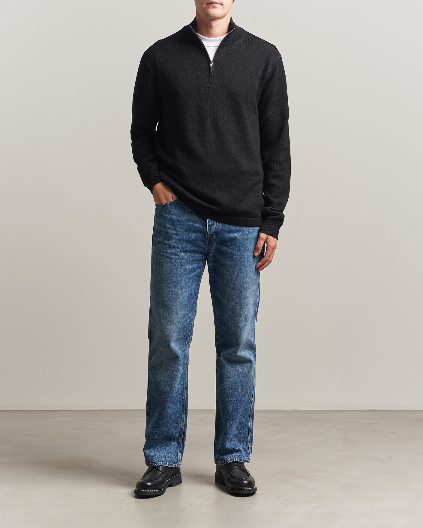 Herre | Trøjer | Tiger of Sweden | Travis Wool Half Zip Black