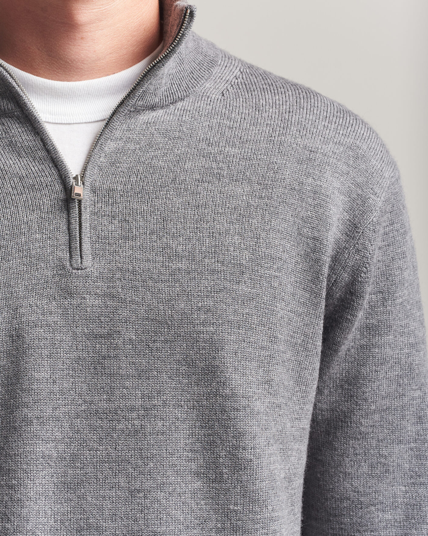 Herre | Trøjer | Tiger of Sweden | Travis Wool Half Zip Concrete Melange