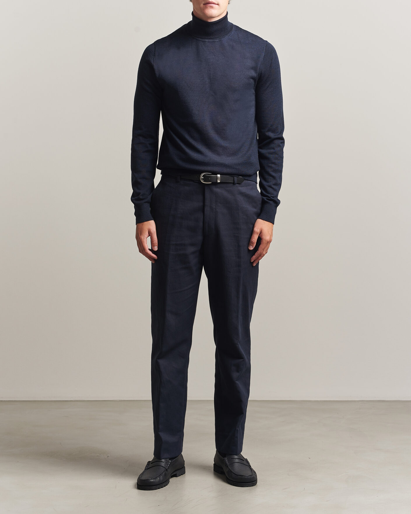 Herre | Trøjer | Tiger of Sweden | Nevile Extra Fine Merino Polo Light Ink