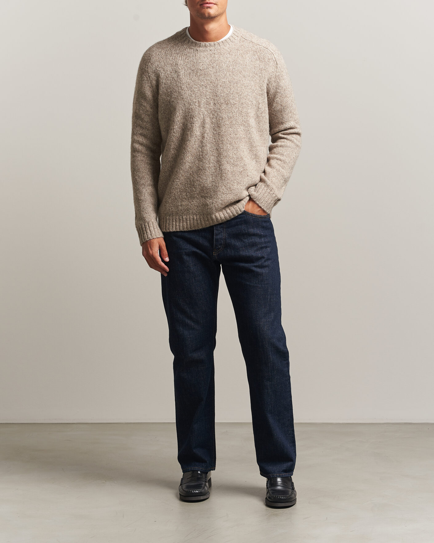 Herre | Trøjer | Tiger of Sweden | Adryan Yak/Alpaca Knitted Sweater Stone Melange