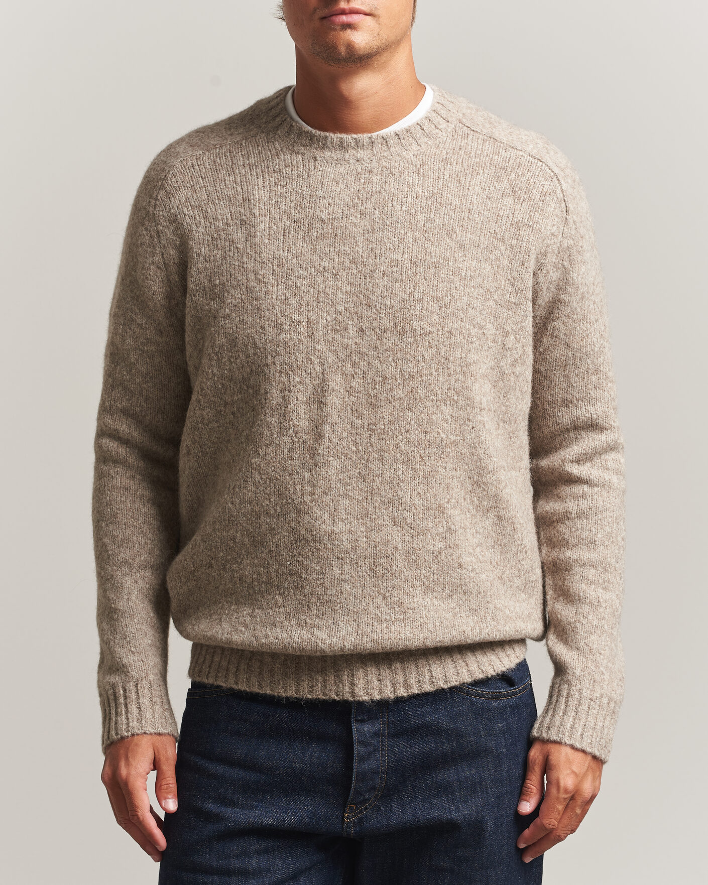 Herre | Trøjer | Tiger of Sweden | Adryan Yak/Alpaca Knitted Sweater Stone Melange