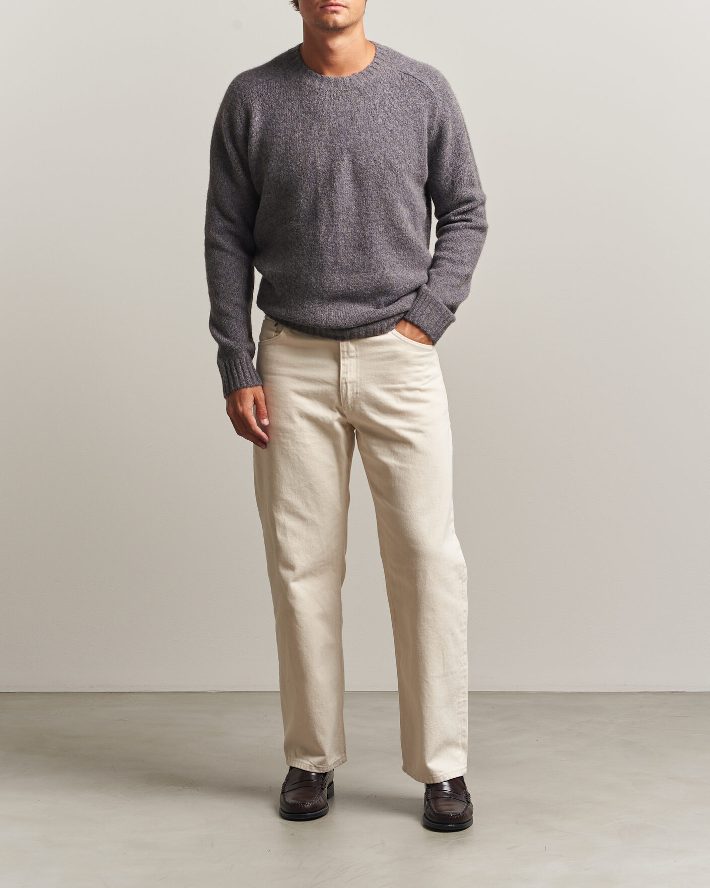 Herre | Trøjer | Tiger of Sweden | Adryan Yak/Alpaca Knitted Sweater Grey Melange