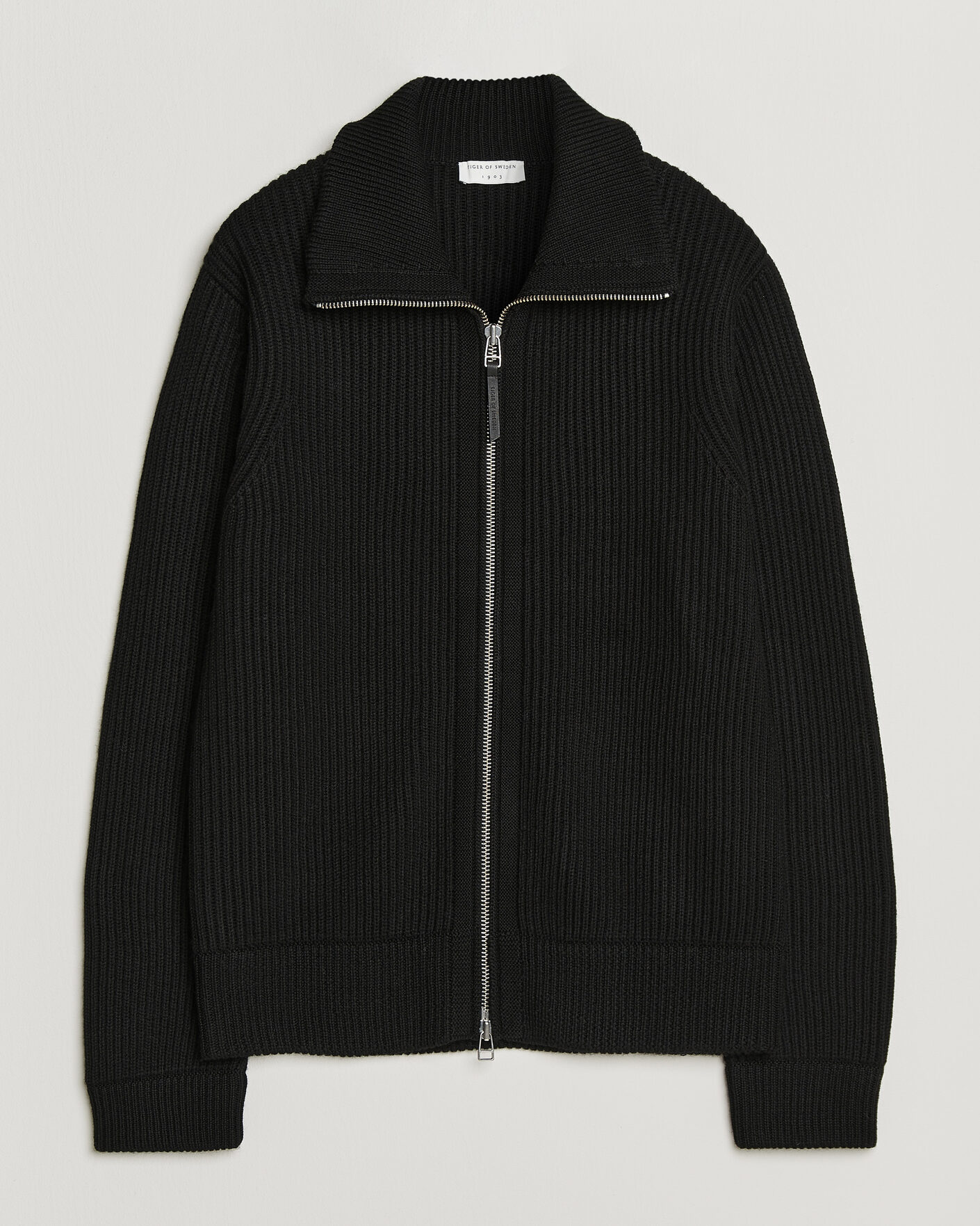 Herre | Trøjer | Tiger of Sweden | Niall Wool Heavy Knitted Full Zip Black