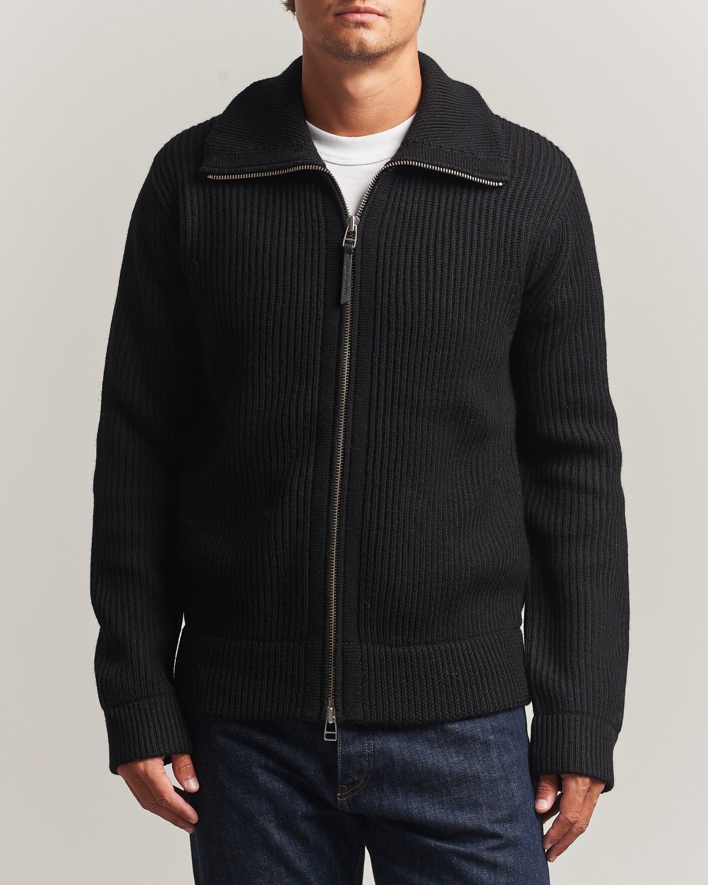 Herre | Trøjer | Tiger of Sweden | Niall Wool Heavy Knitted Full Zip Black